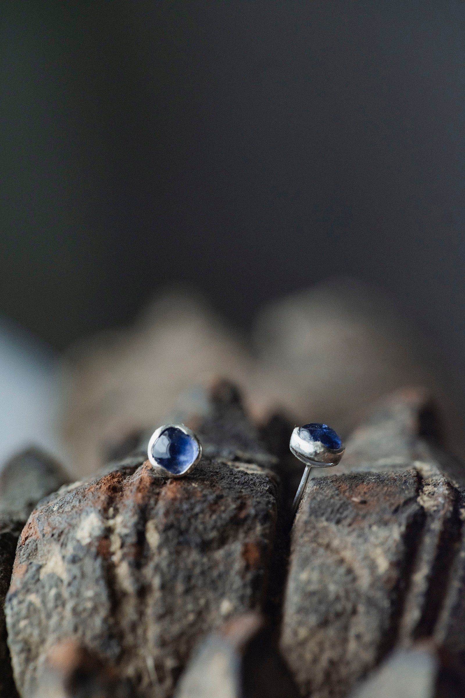 silver earrings pair ( iolite )