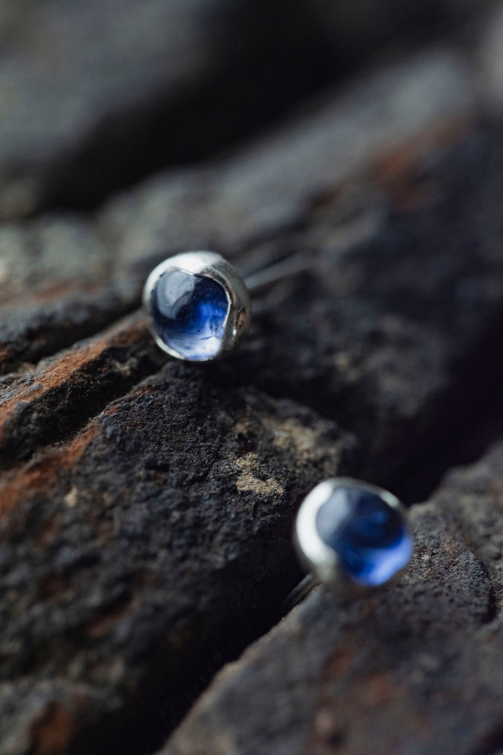 silver earrings pair ( iolite )
