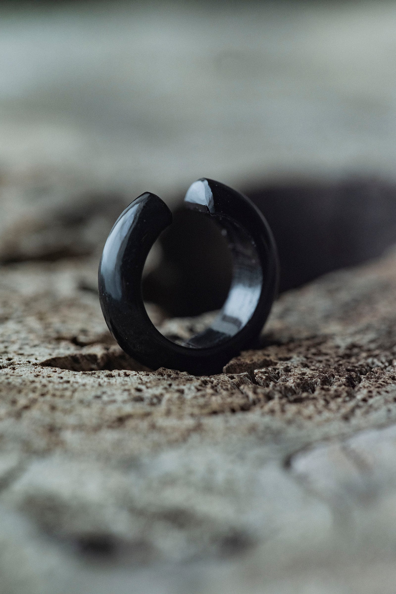 obsidian ear cuff  (single)