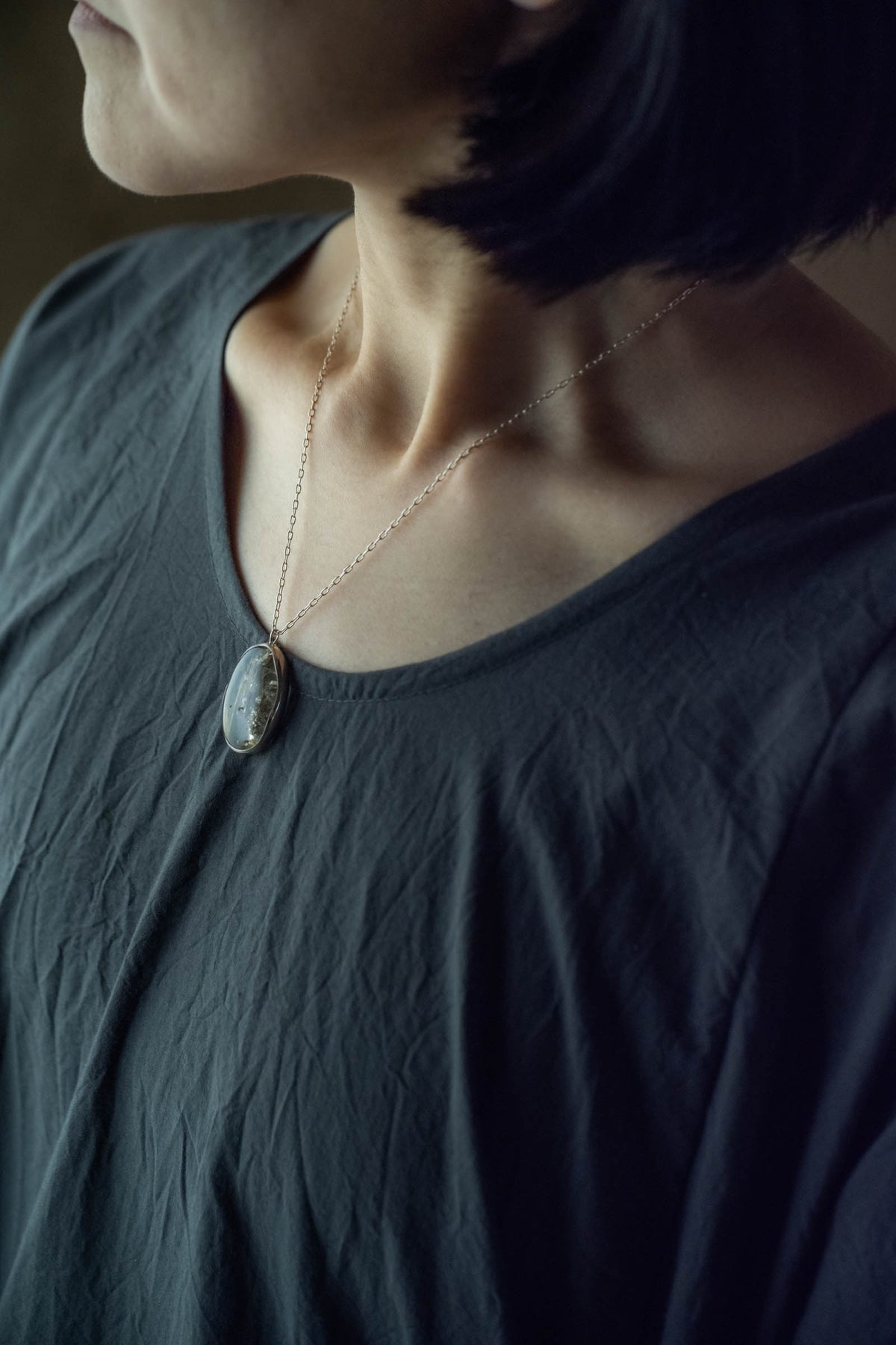 silver necklace  silver top ( rutile quartz )