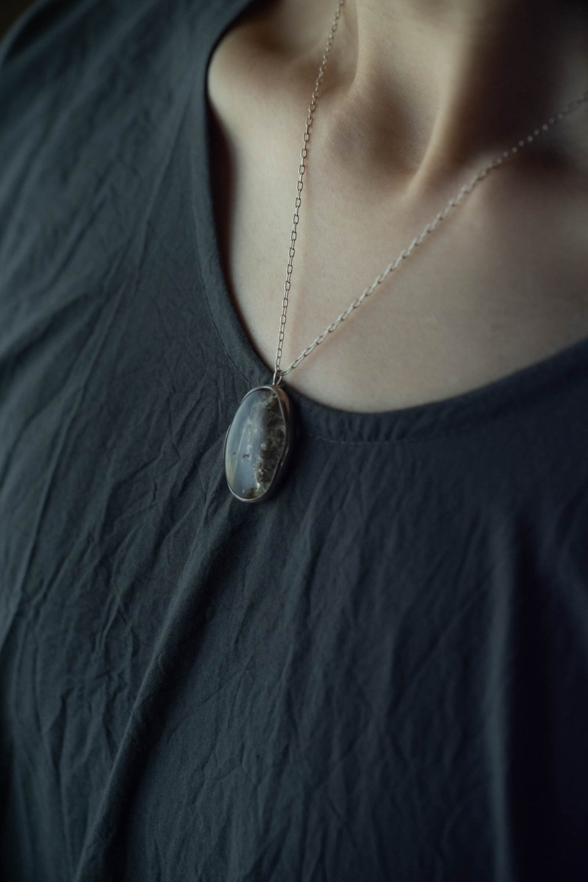 silver necklace  silver top ( rutile quartz )