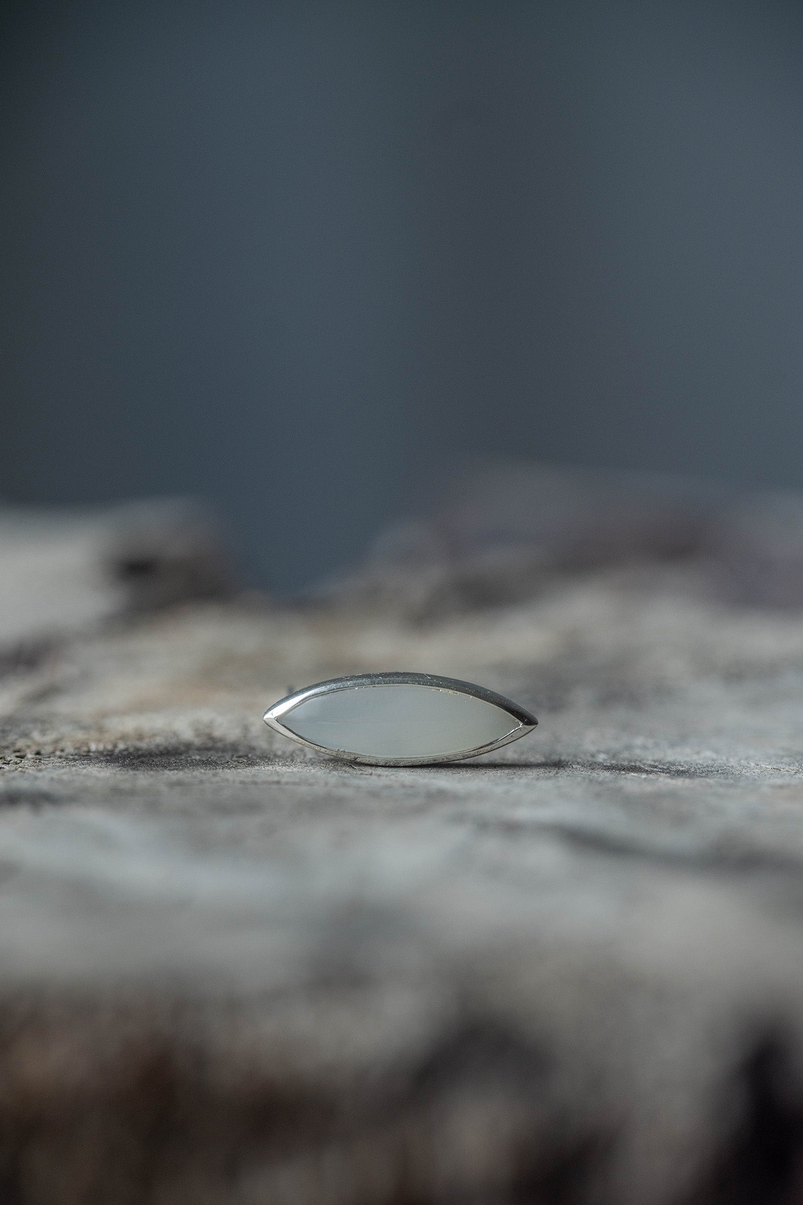 silver stud earrings pair moonstone