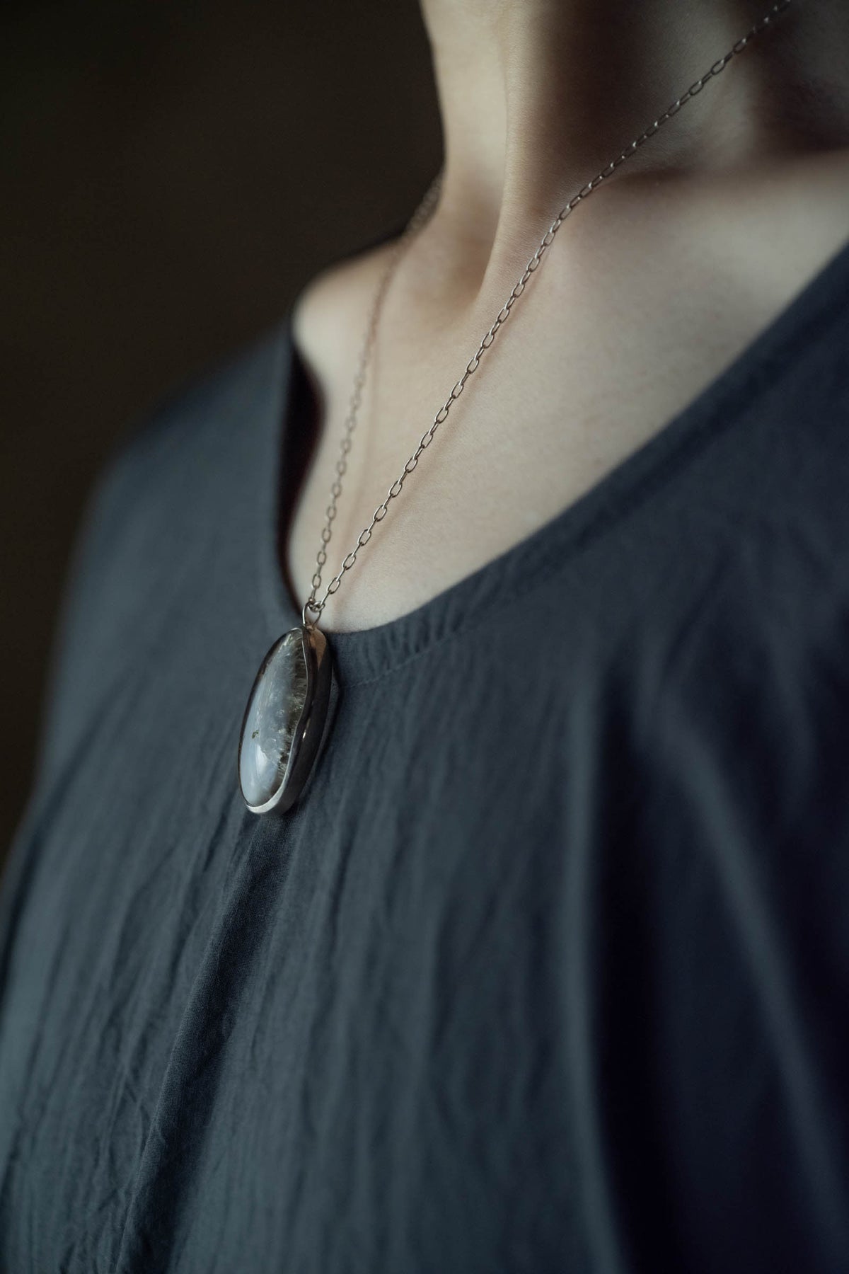 silver necklace  silver top ( rutile quartz )
