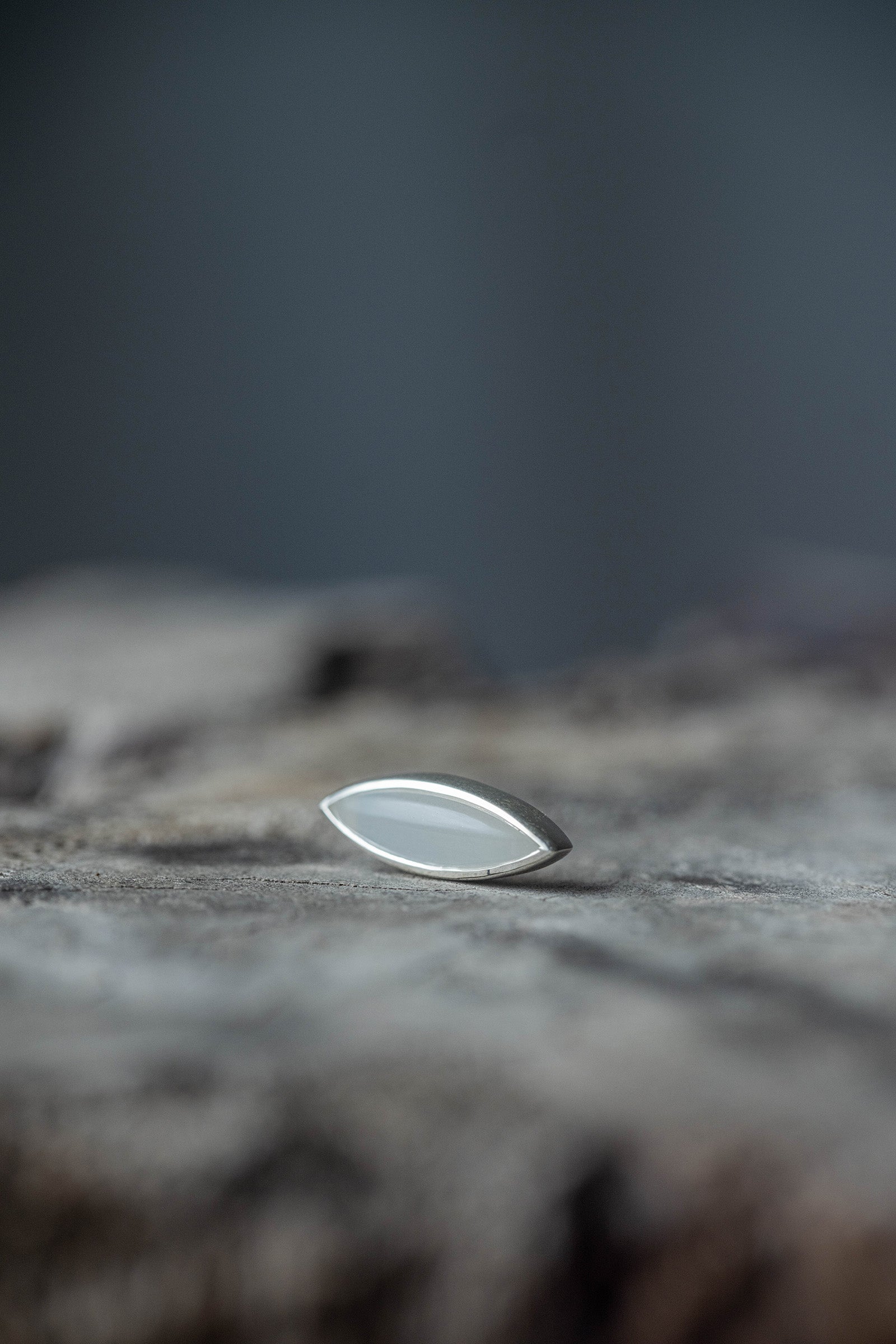 silver stud earrings pair moonstone