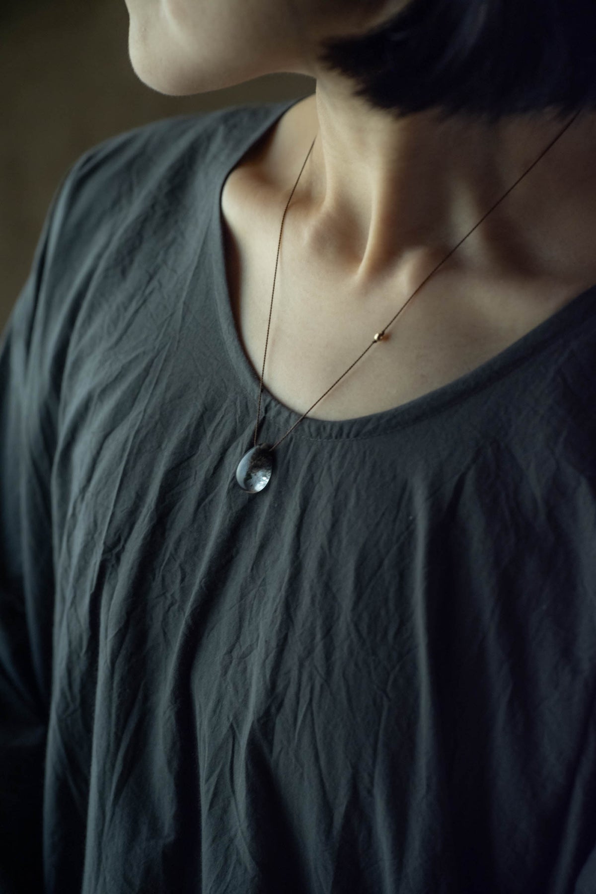 silk cord necklace (elestial quartz)
