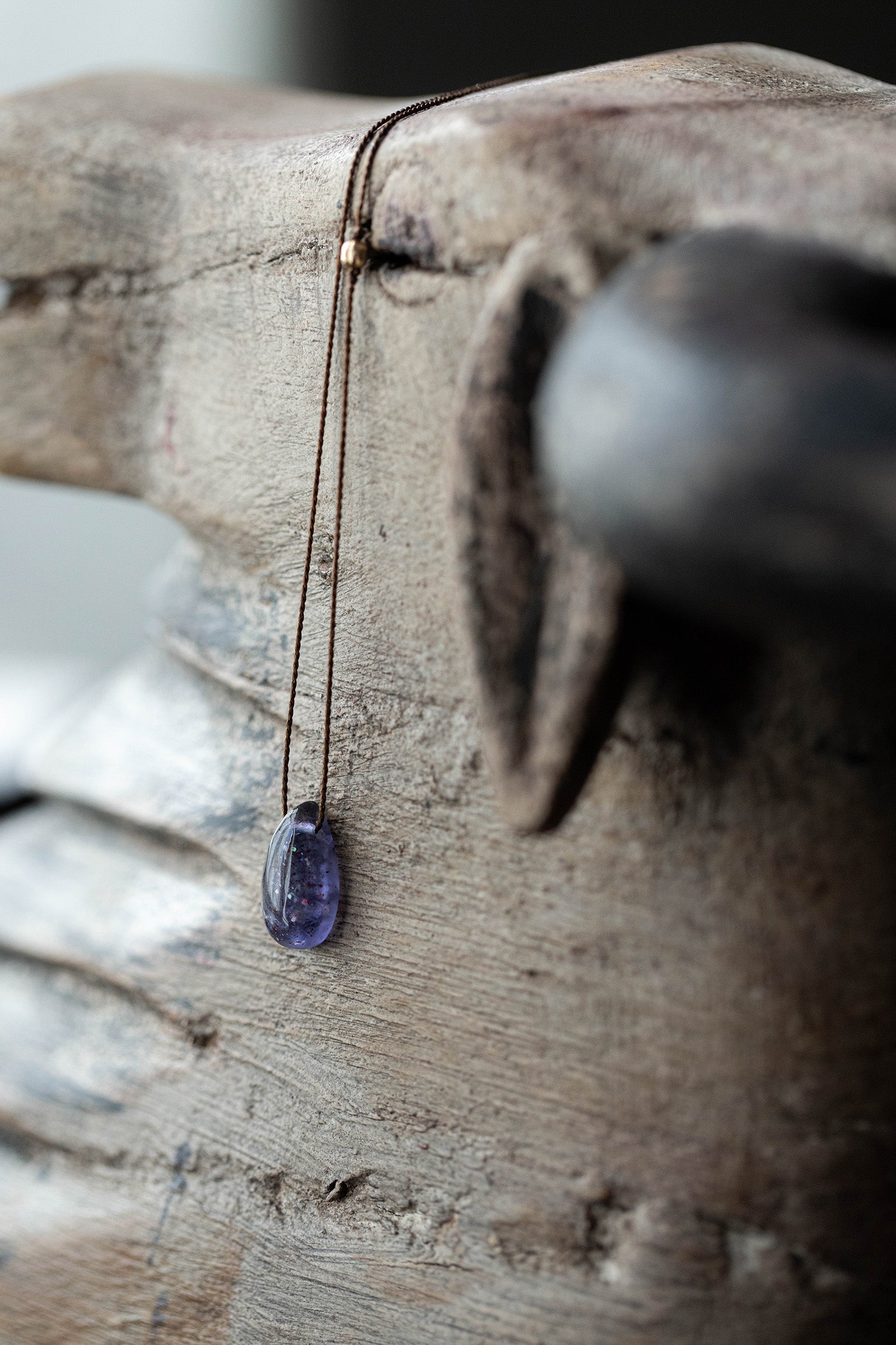 silk cord necklace (elestial quartz)