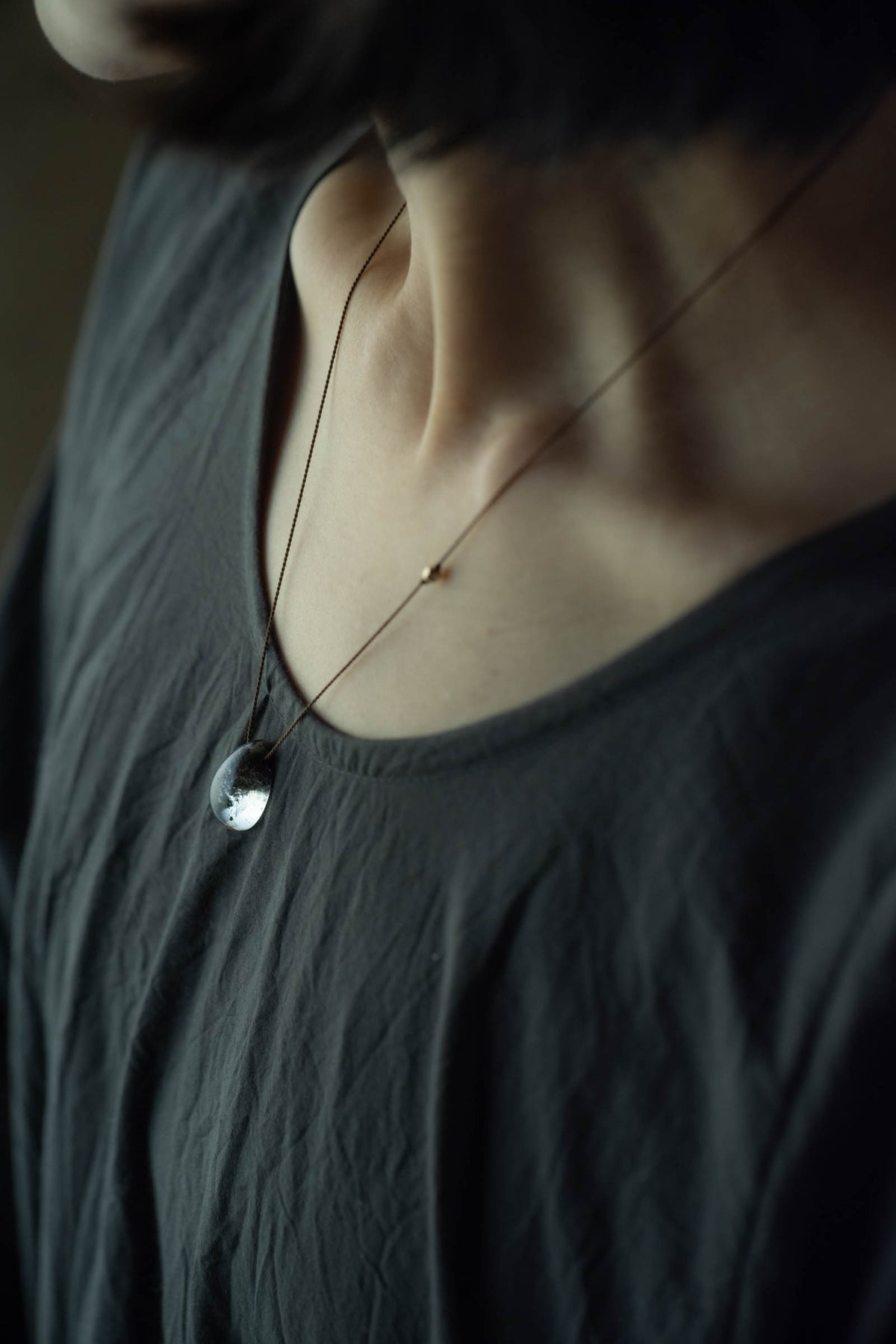 silk cord necklace (elestial quartz)