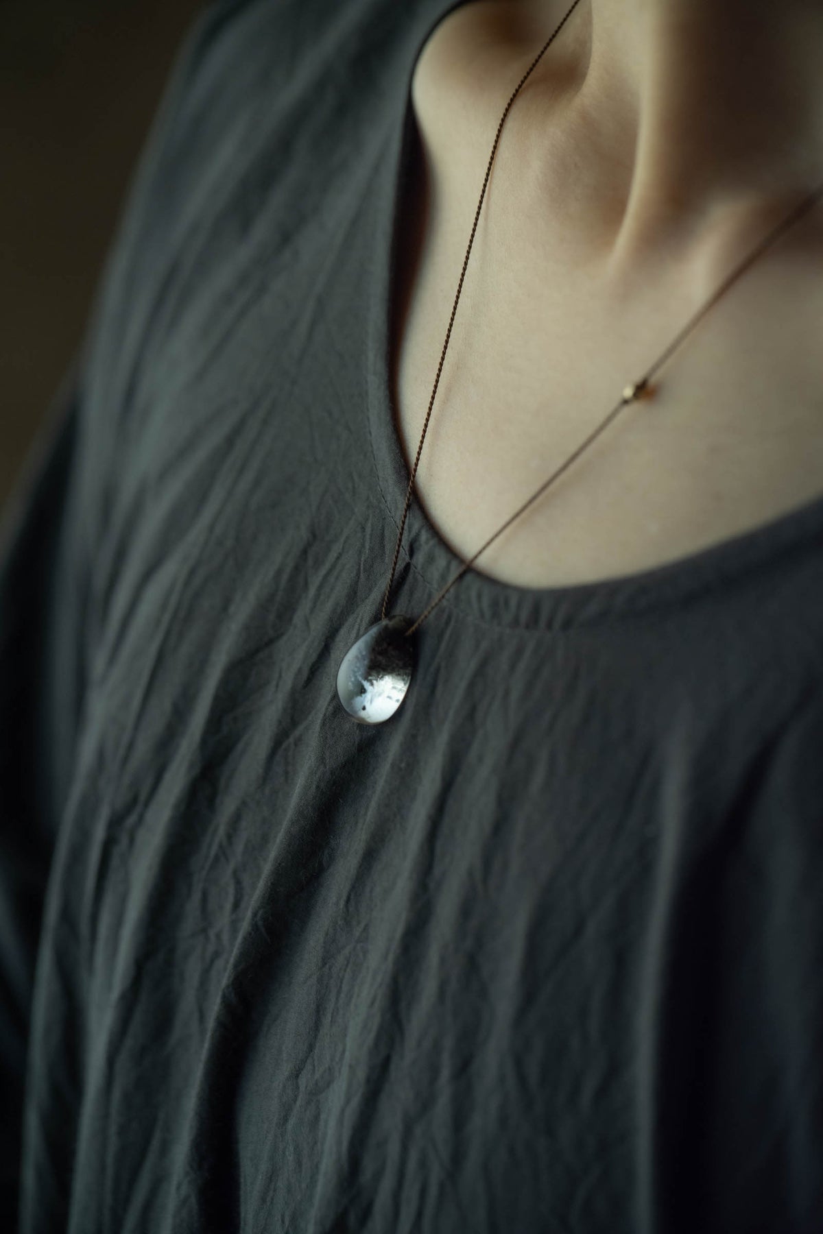 silk cord necklace (elestial quartz)