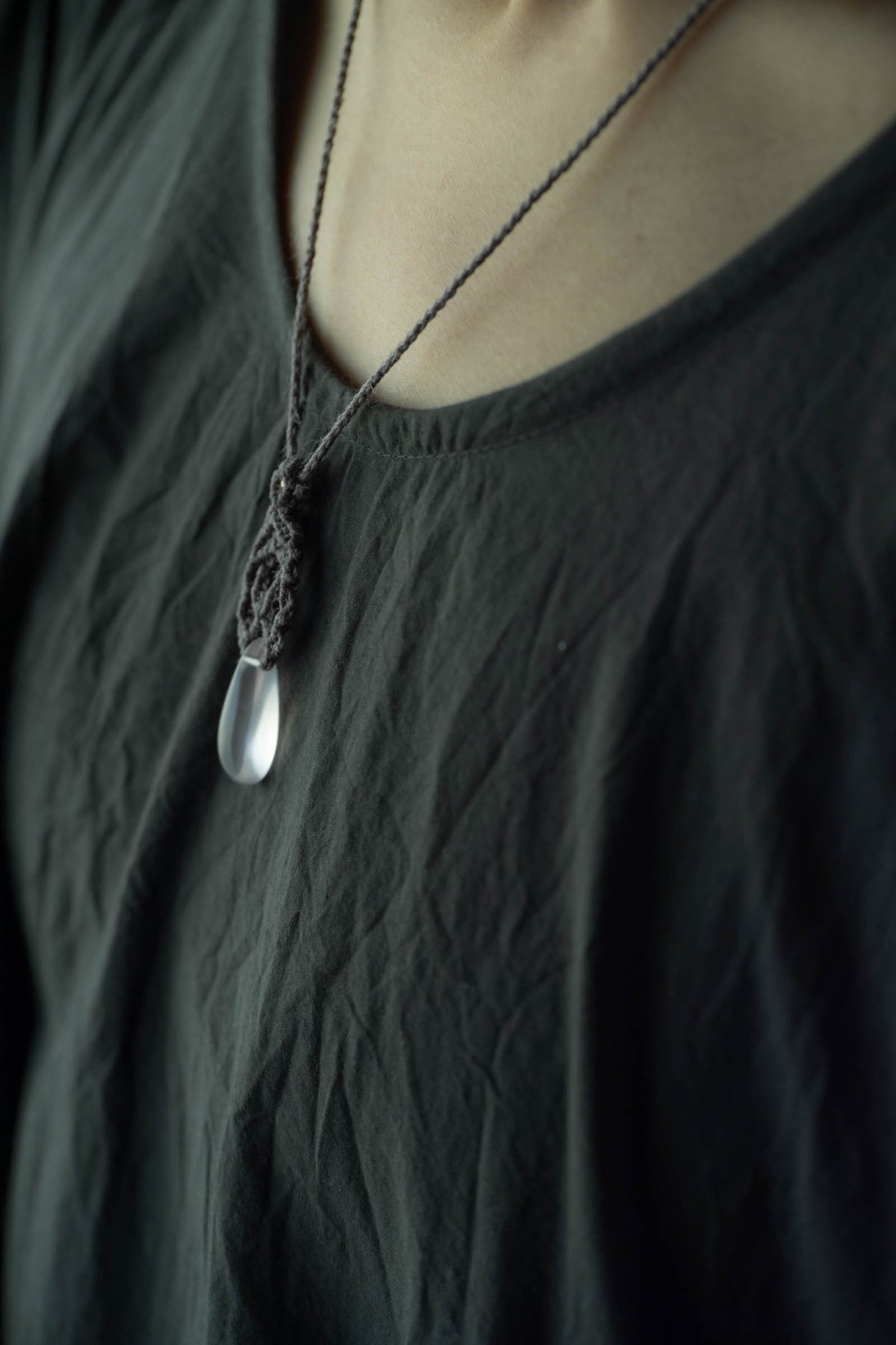 macrame necklace ( rose quartz )