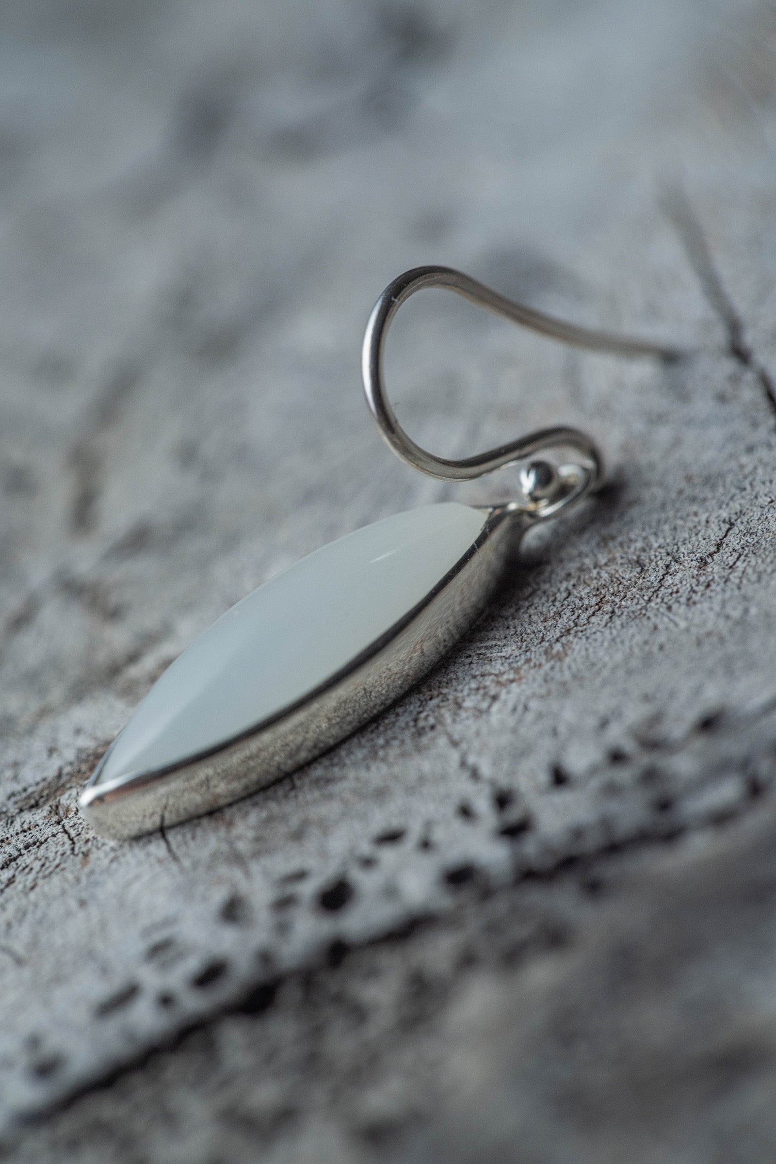silver  hook earrings pair moonstone