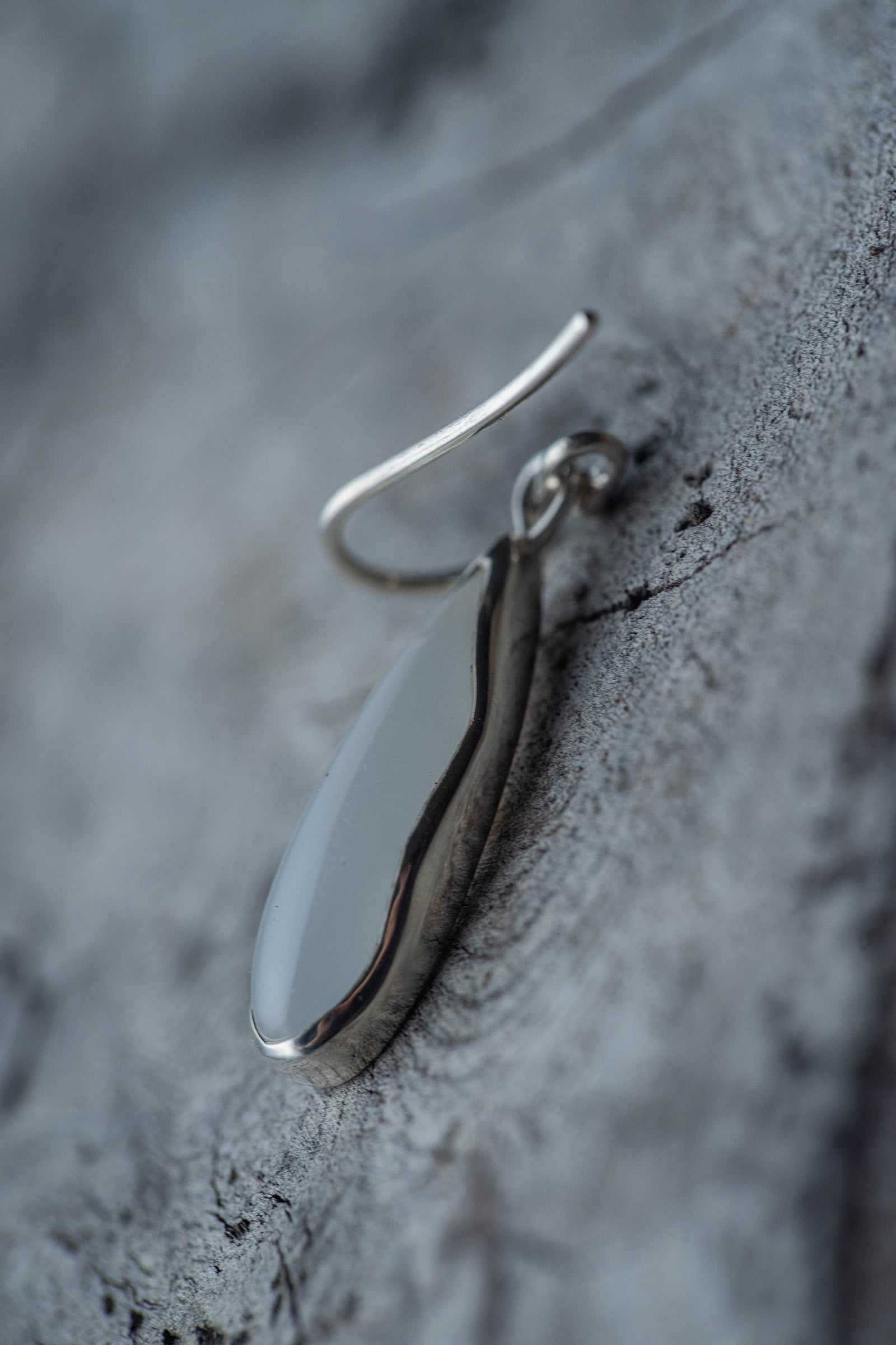 silver  hook earrings pair moonstone drop
