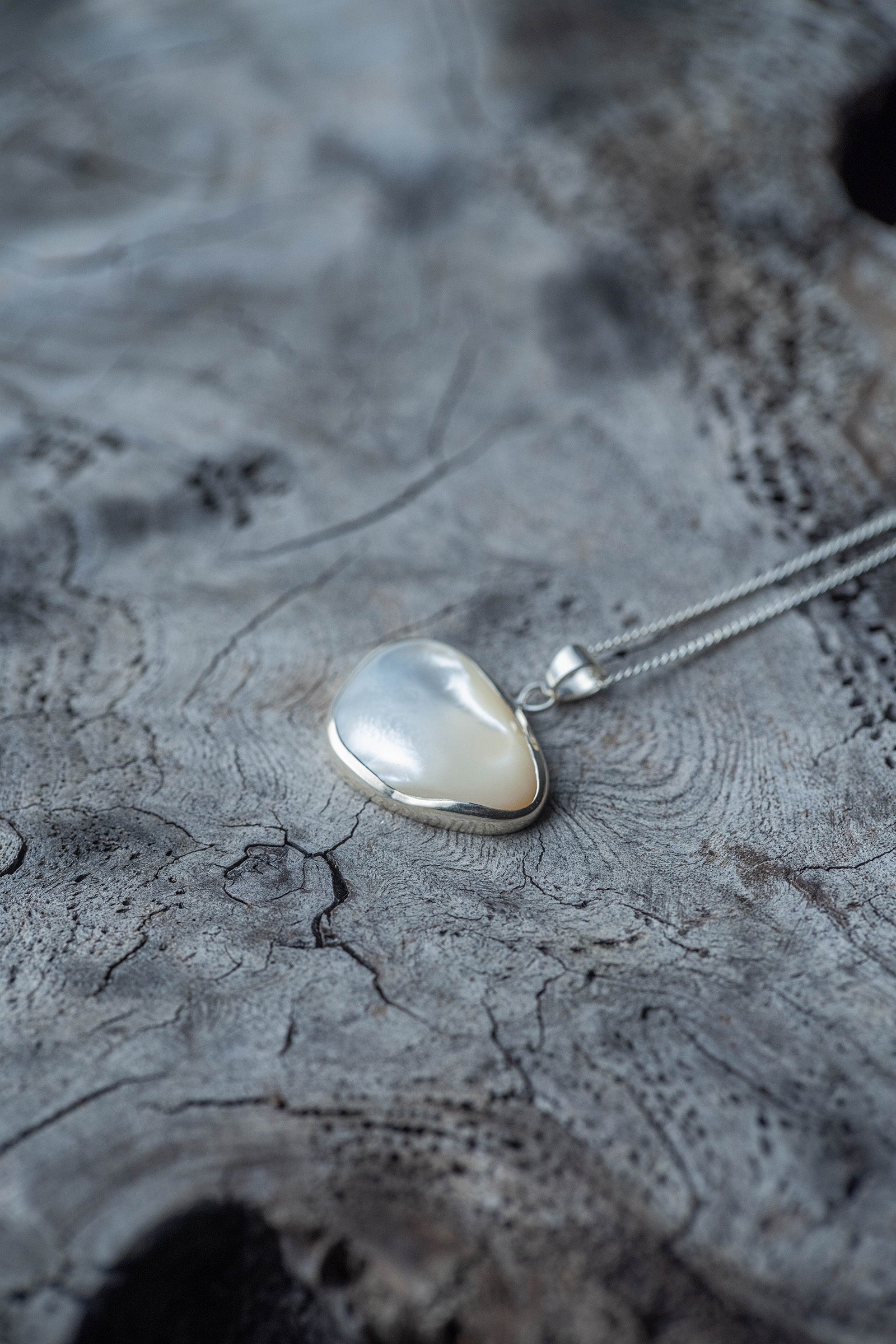 silver necklace  pearl -2