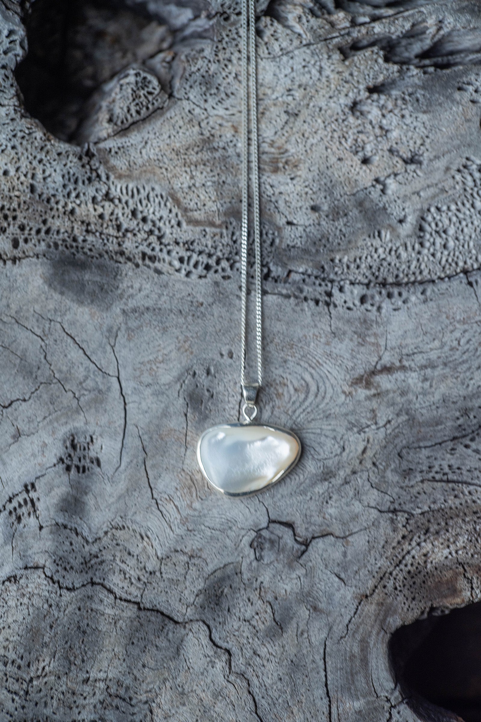 silver necklace  pearl -2