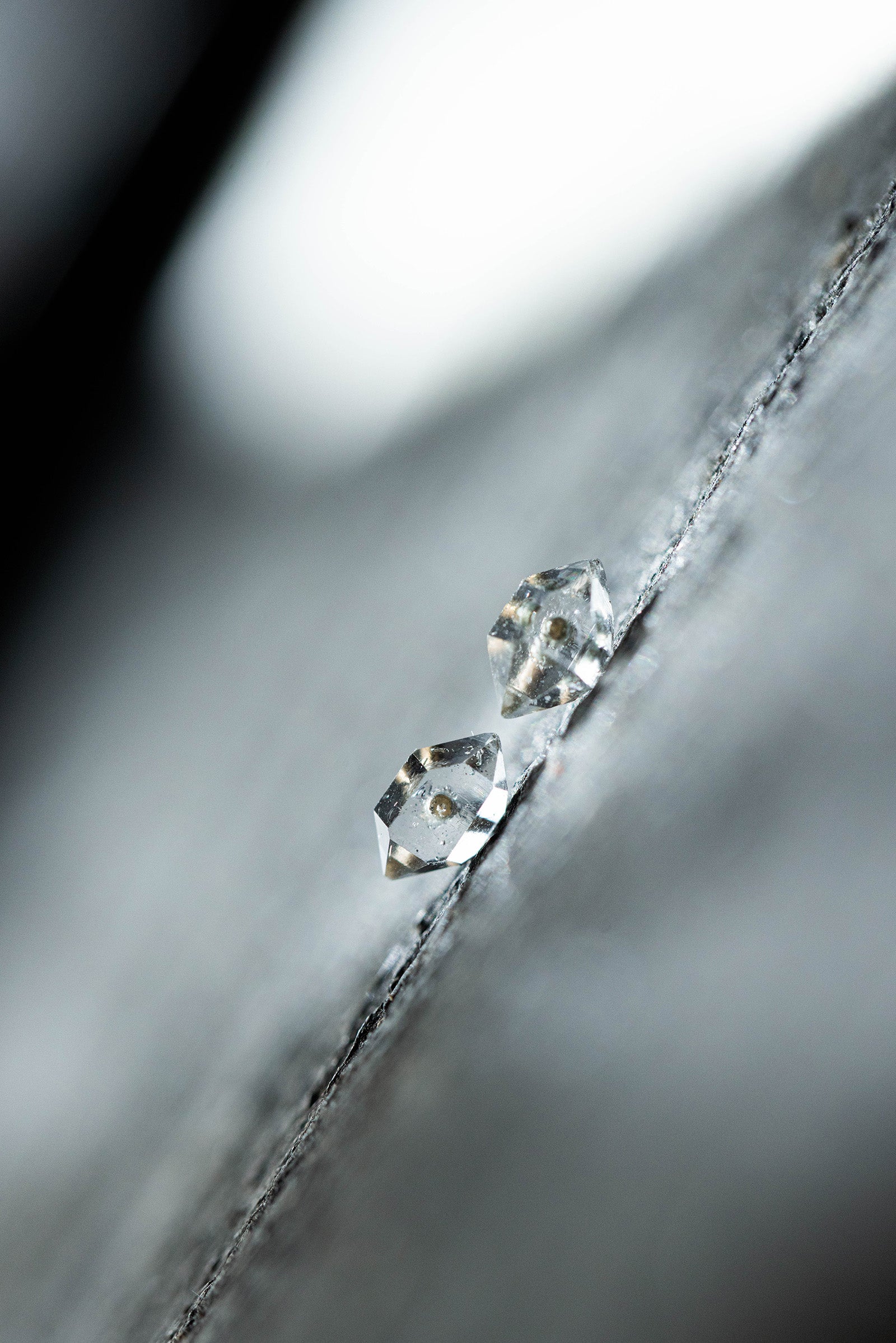 18K  herkimer quartz rough stone earrings (pair)