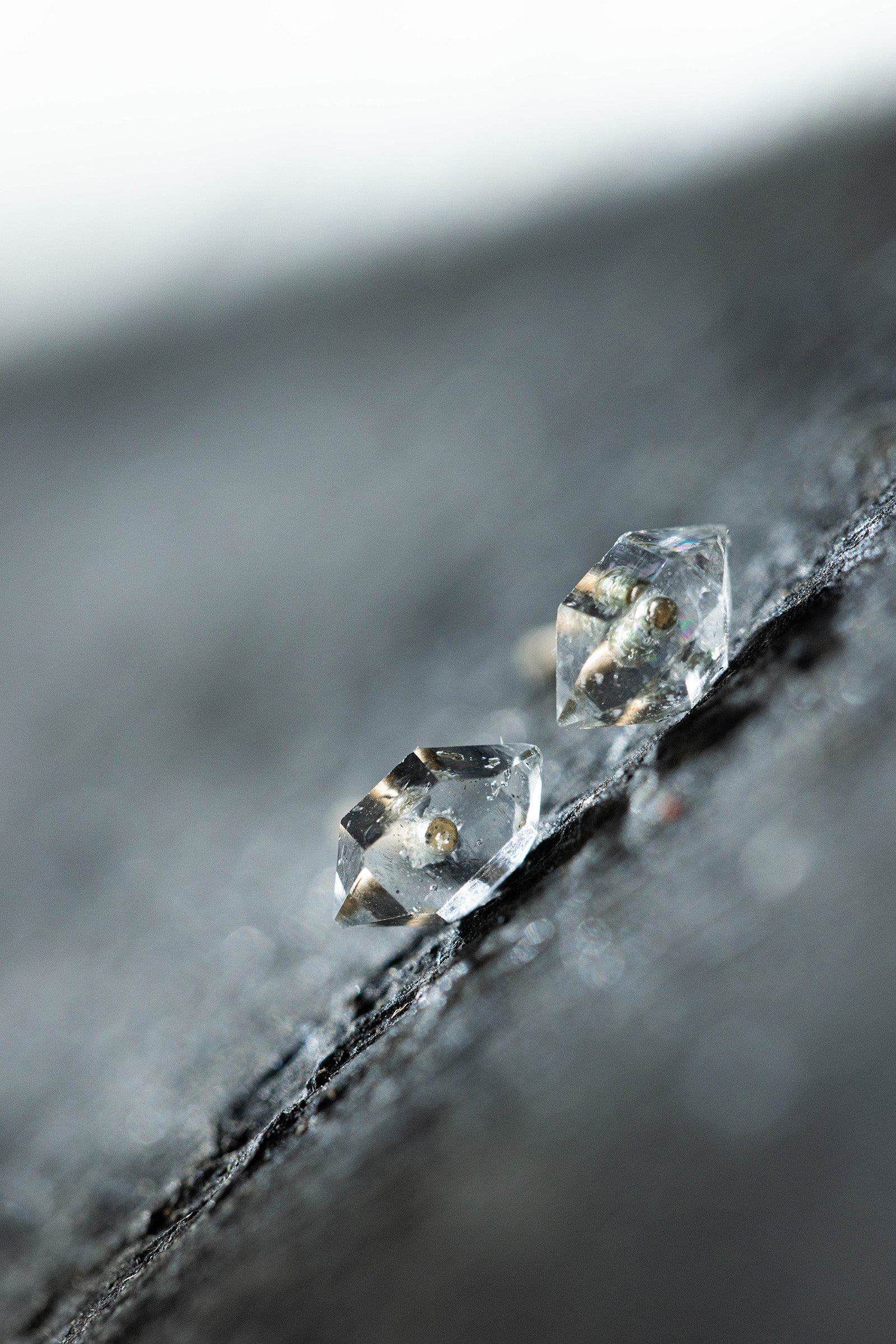 18K  herkimer quartz rough stone earrings (pair)