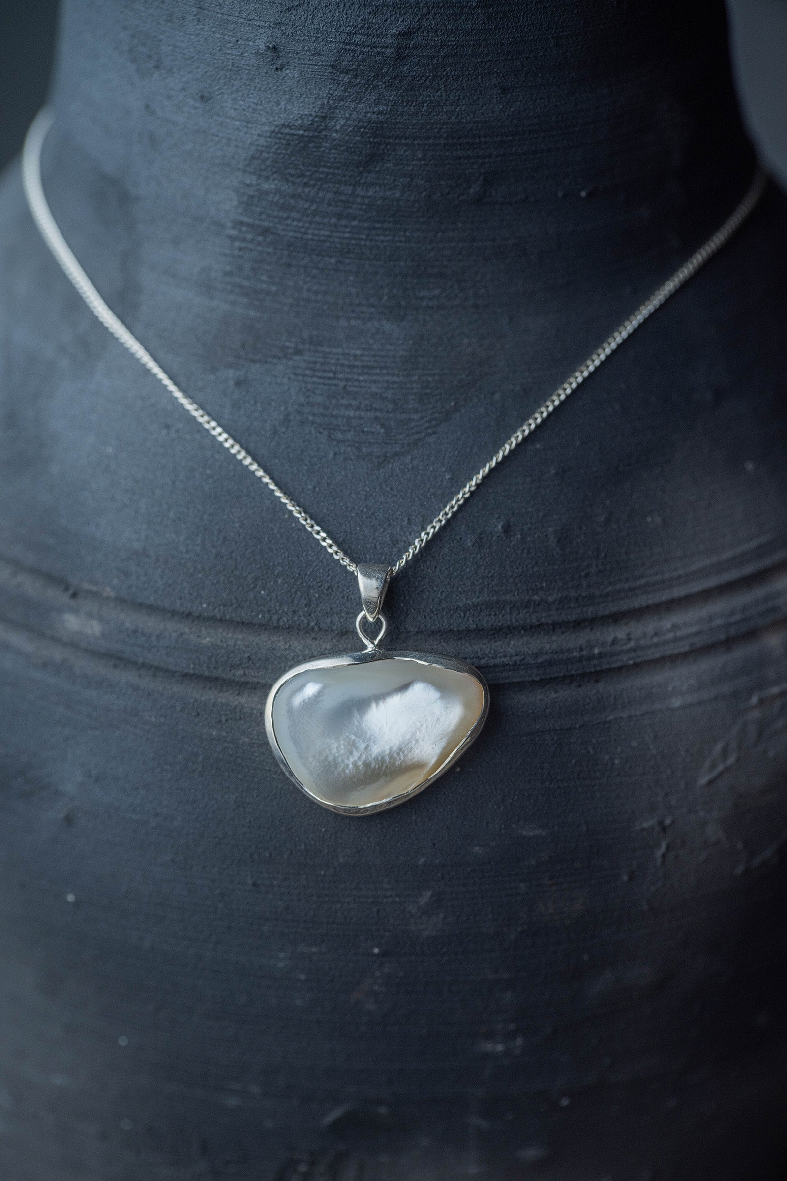 silver necklace  pearl -2