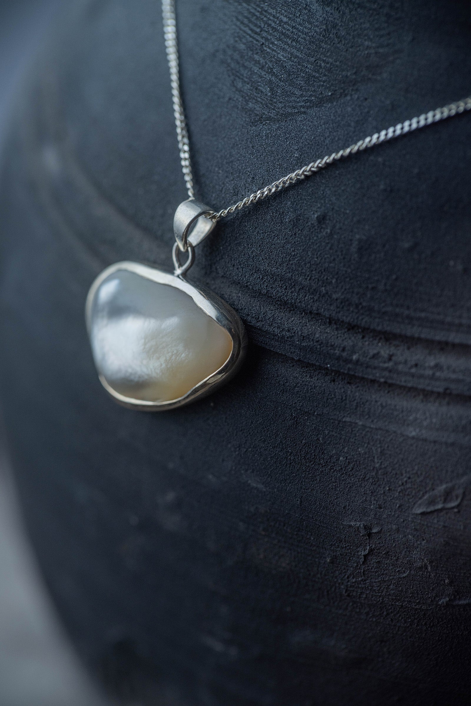 silver necklace  pearl -2