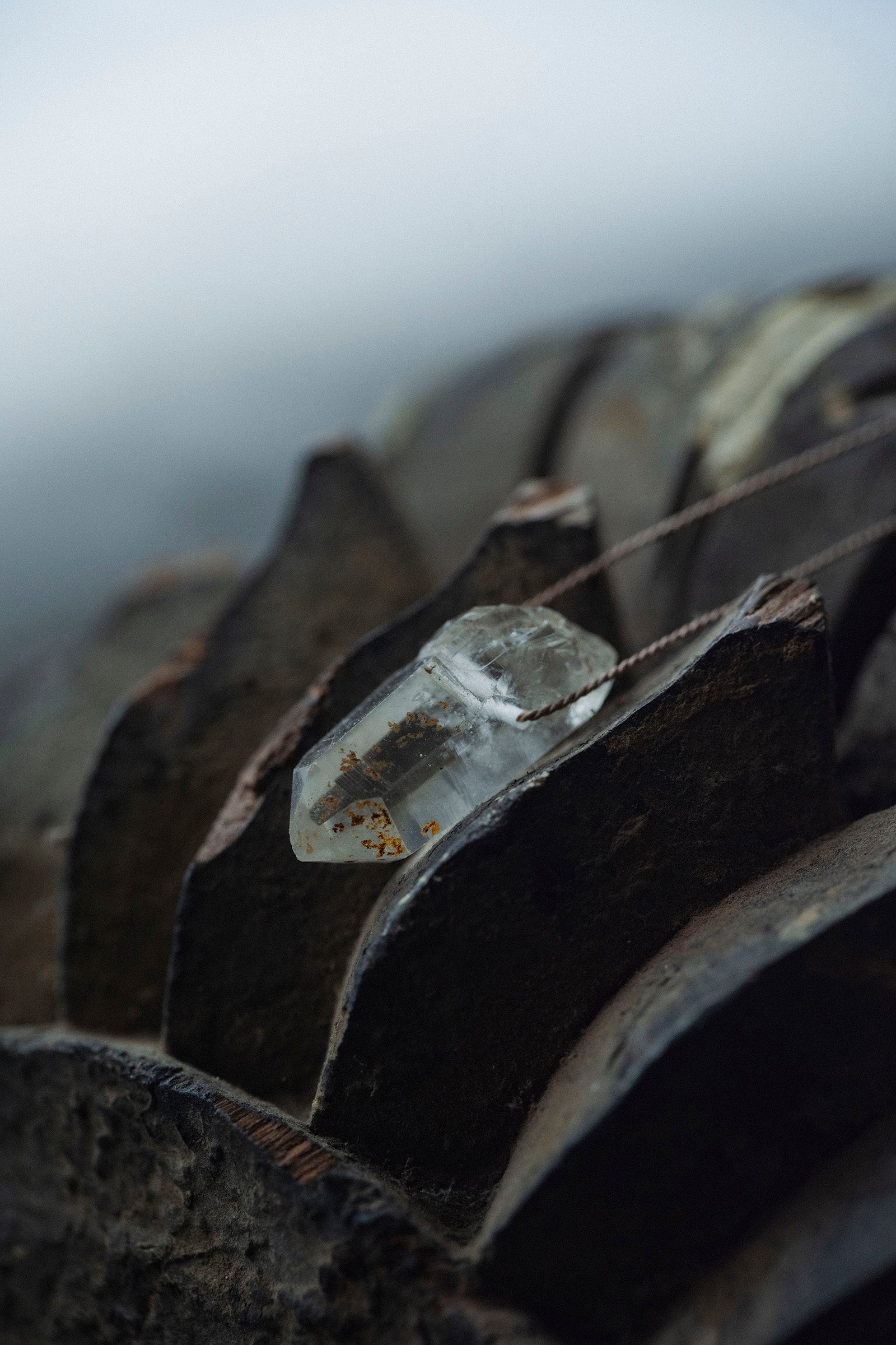silk cord necklace (elestial quartz)