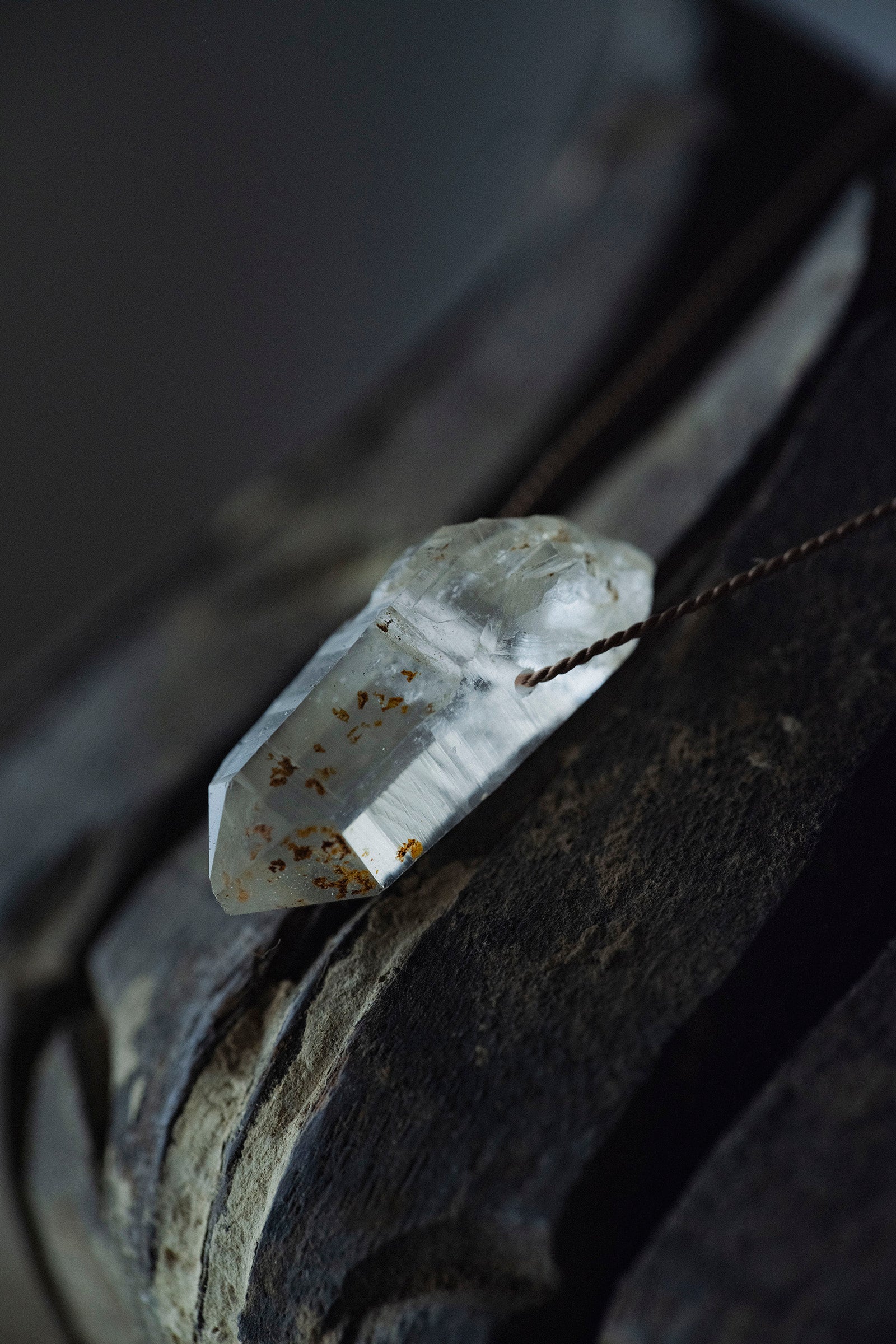 silk cord necklace (elestial quartz)