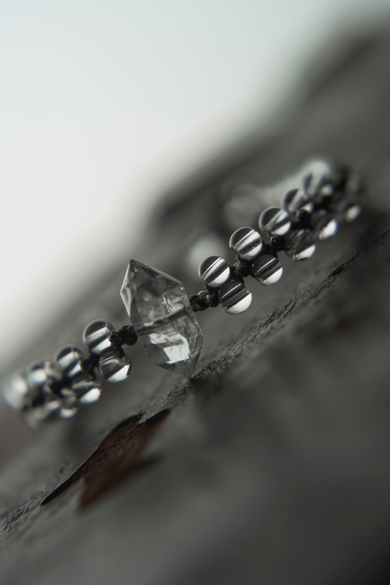 crystal beads bracelet (Herkimer quartz)