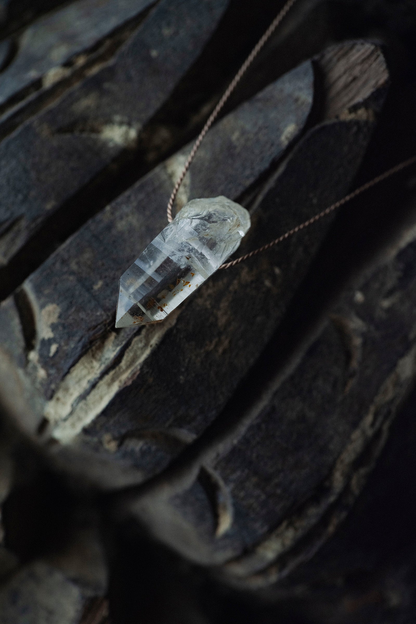 silk cord necklace (elestial quartz)