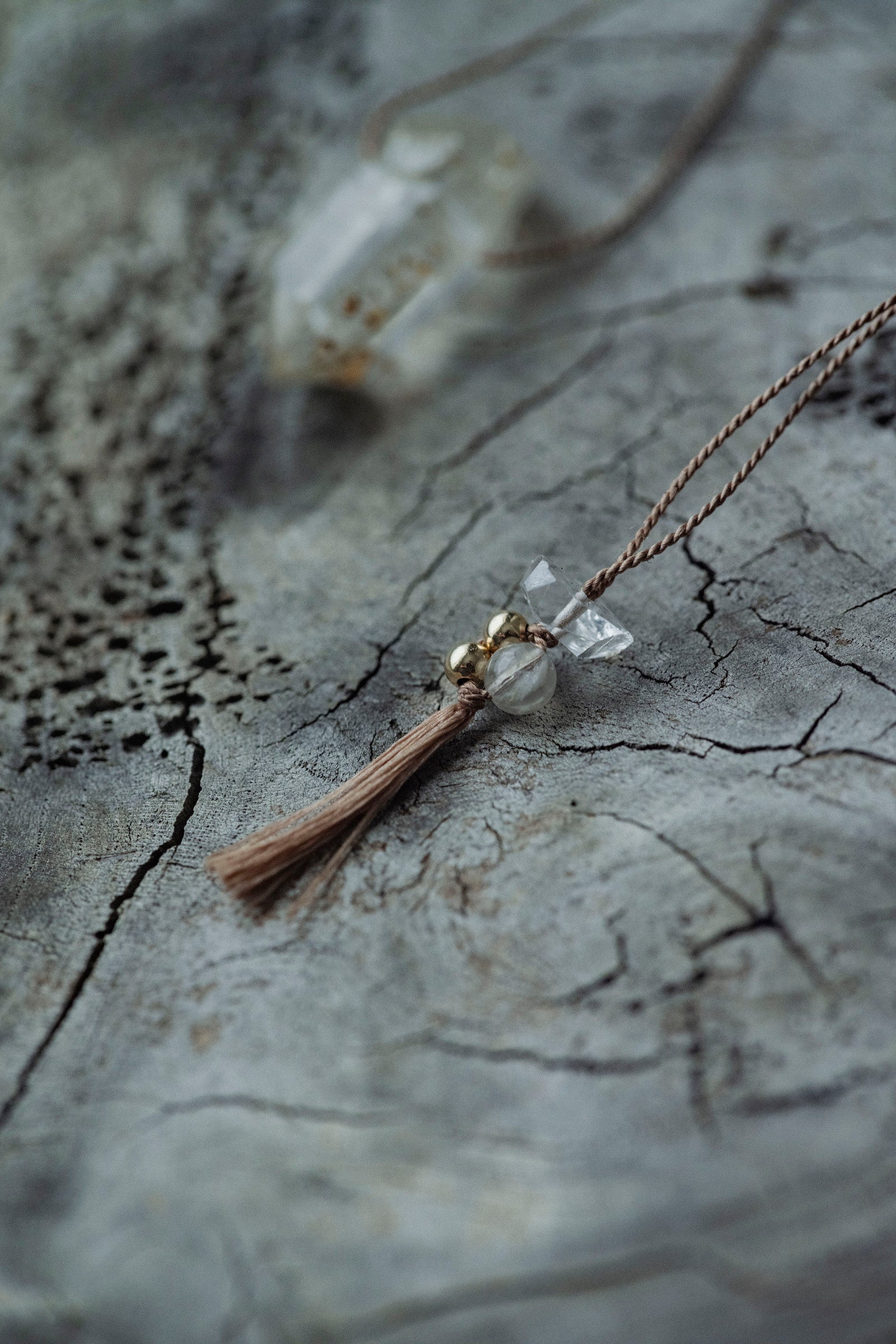 silk cord necklace (elestial quartz)