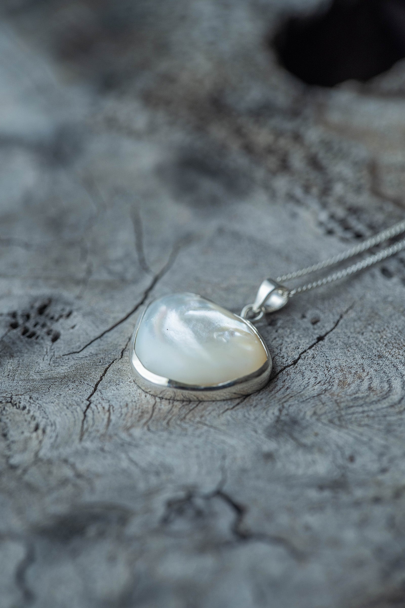 silver necklace  pearl -1