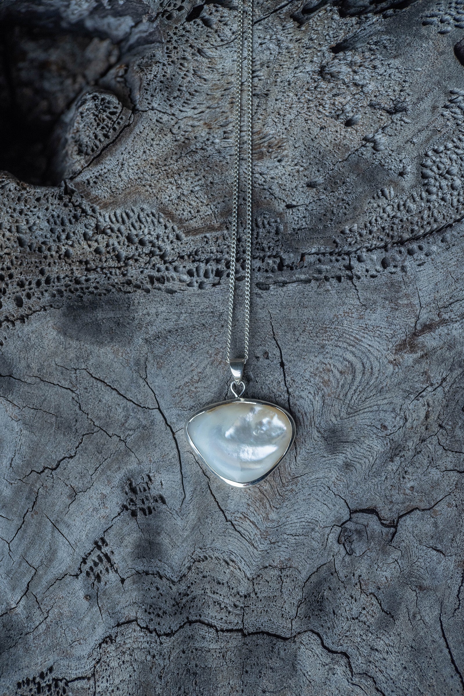 silver necklace  pearl -1