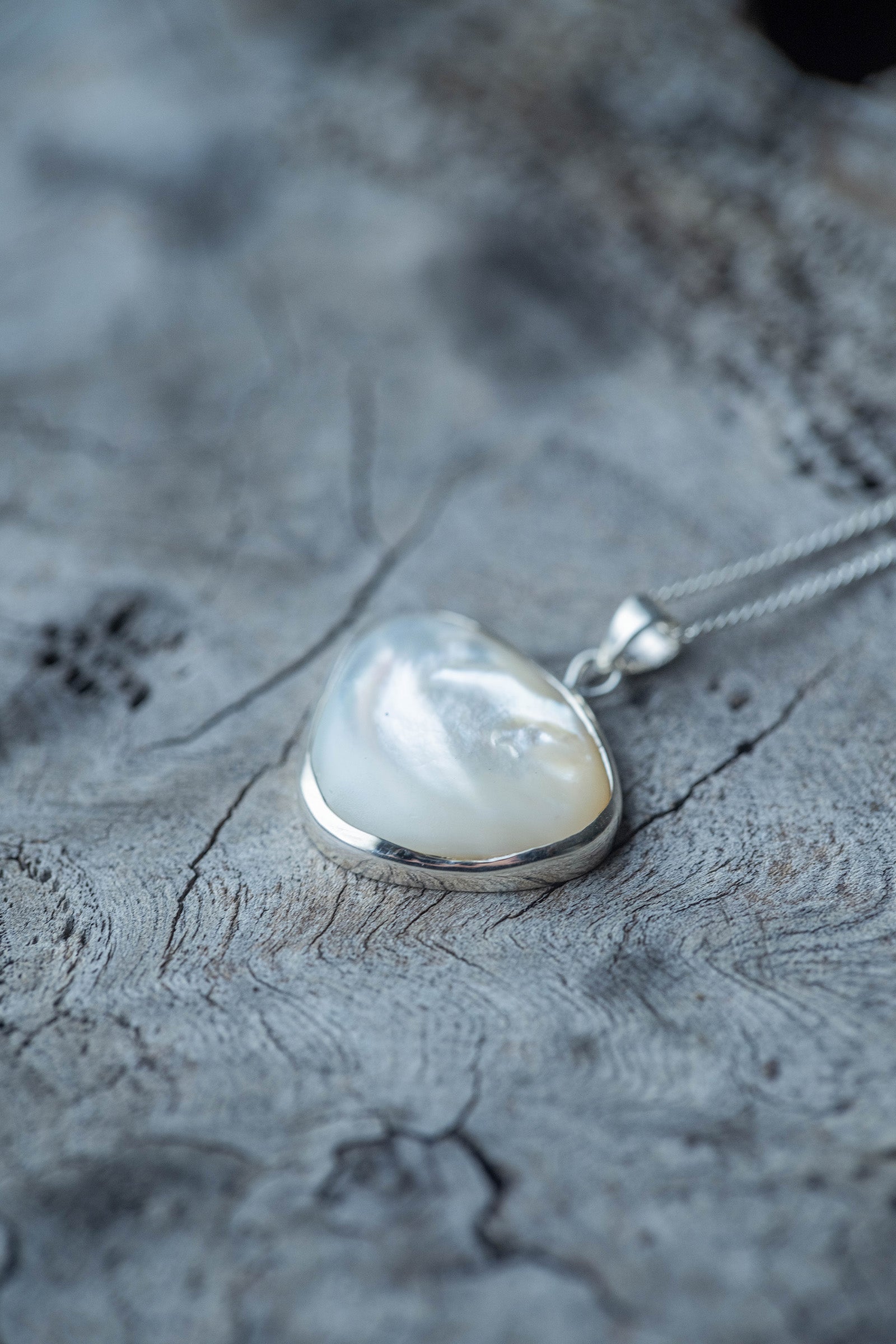 silver necklace  pearl -1