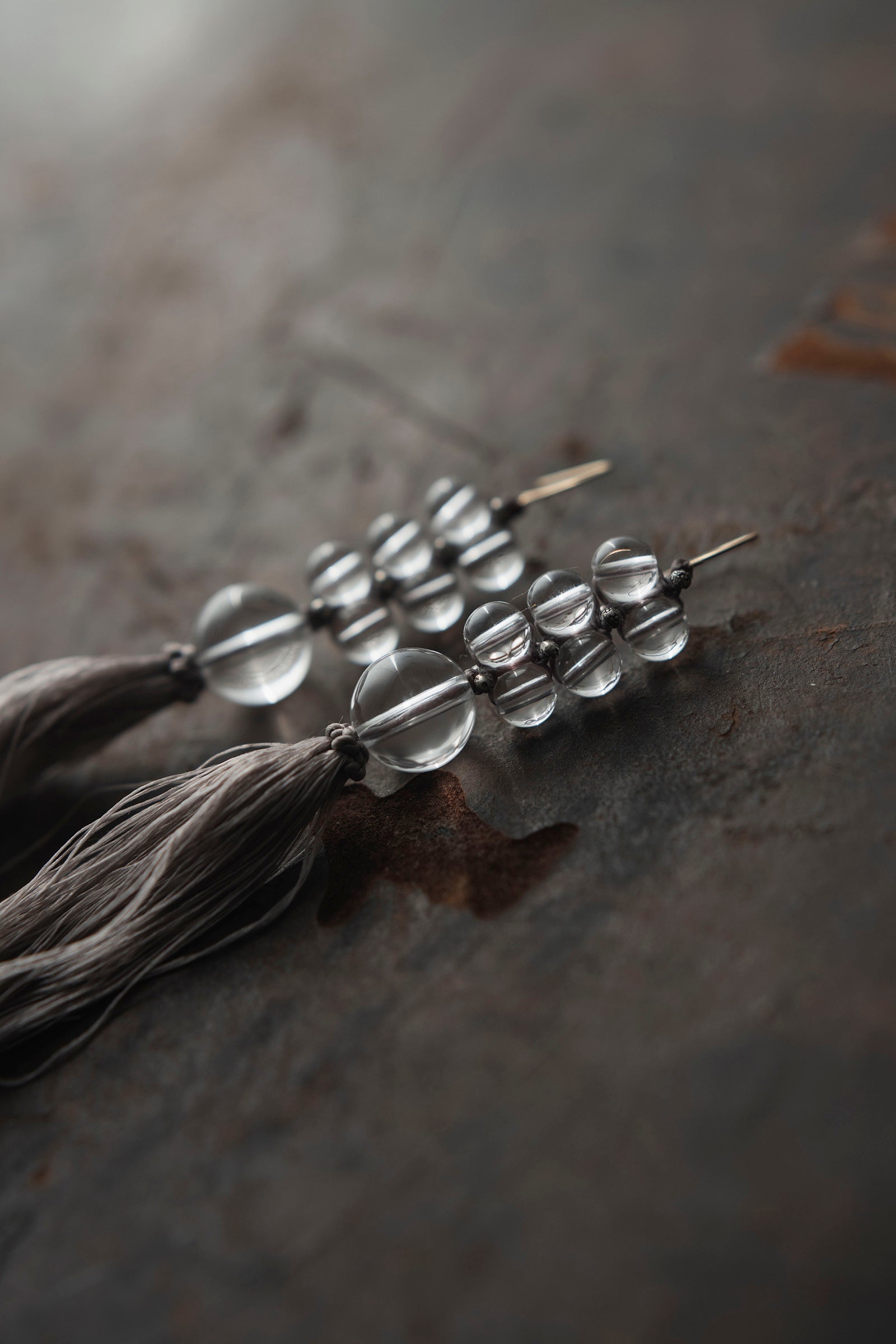 crystal beads fringe earrings (pair)