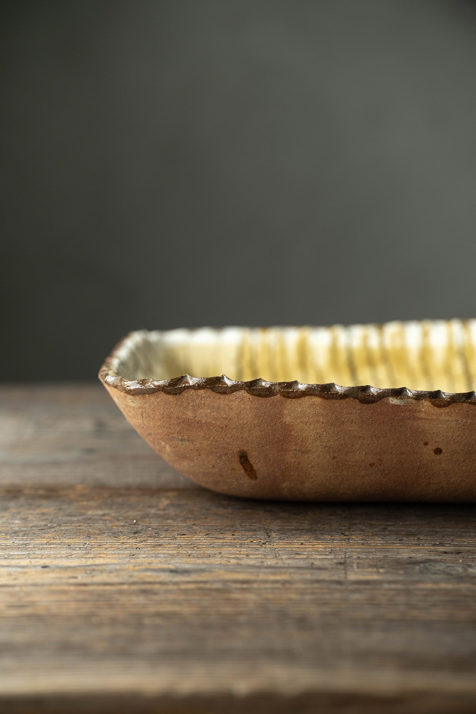 Yoji Yamada soft ceramic yellow pleated bowl, small size Y60-1, 3 pieces