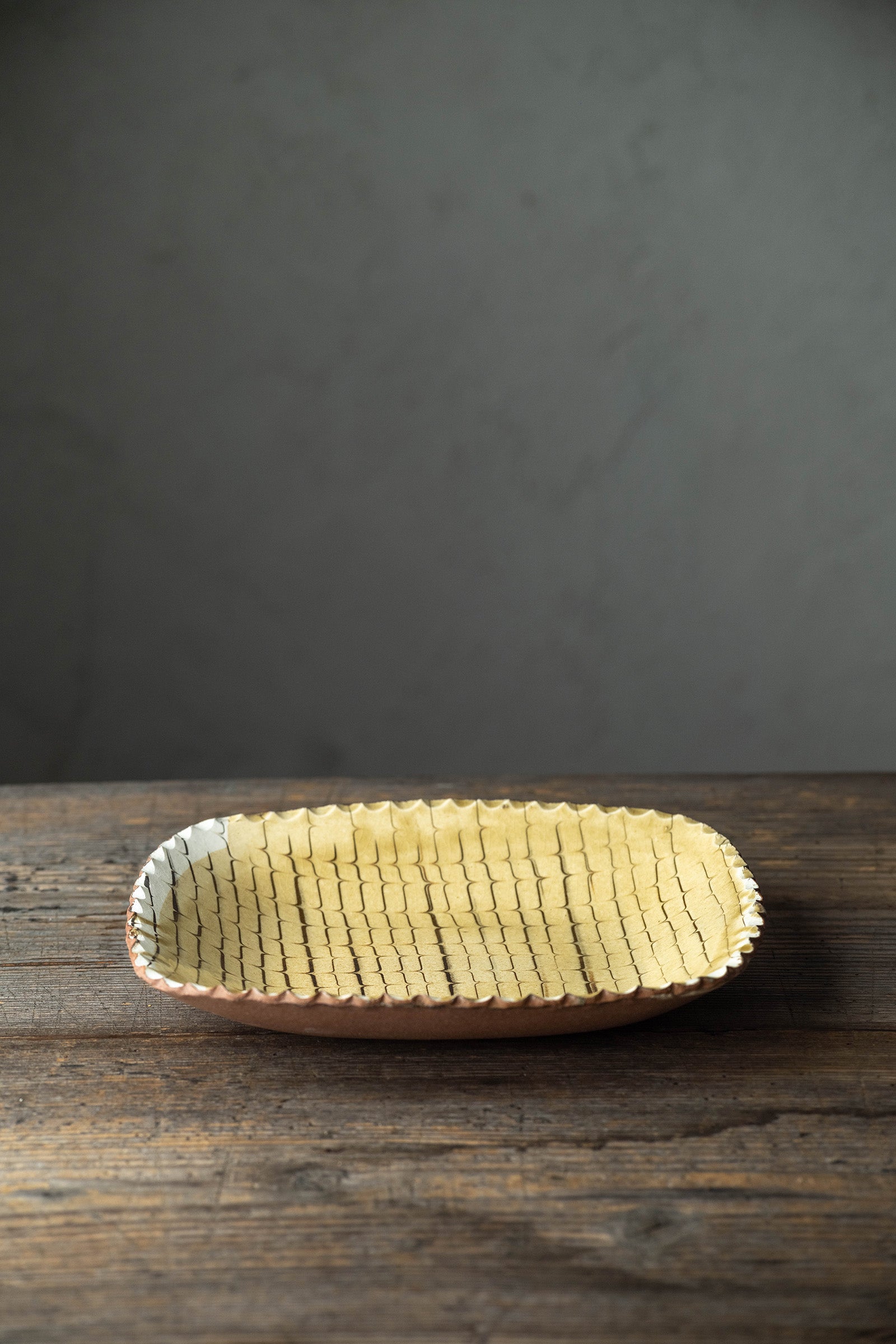 Yoji Yamada soft ceramic yellow pleated bowl, small size Y60-1, 3 pieces
