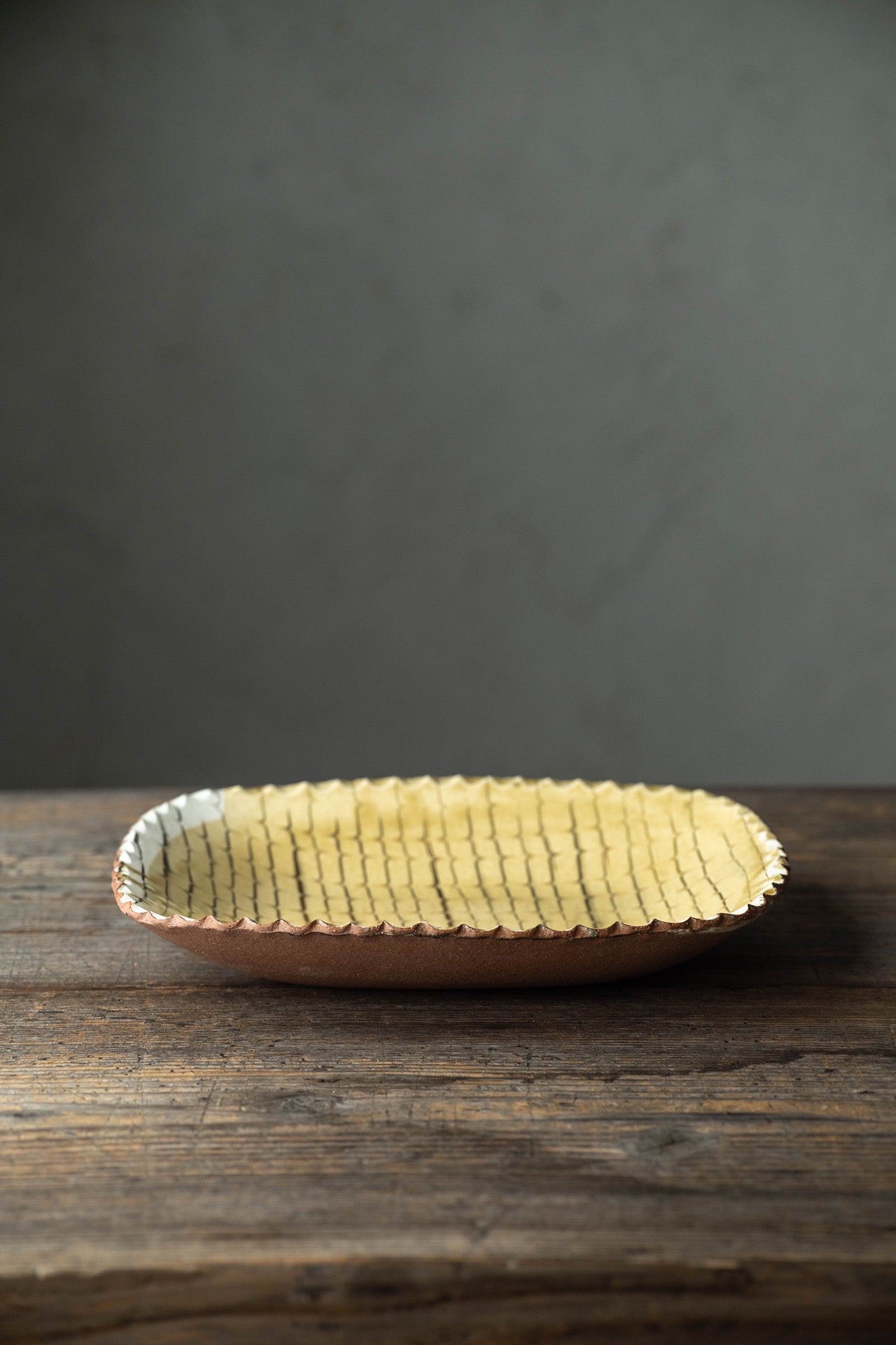 Yoji Yamada soft ceramic yellow pleated bowl, small size Y60-1, 3 pieces