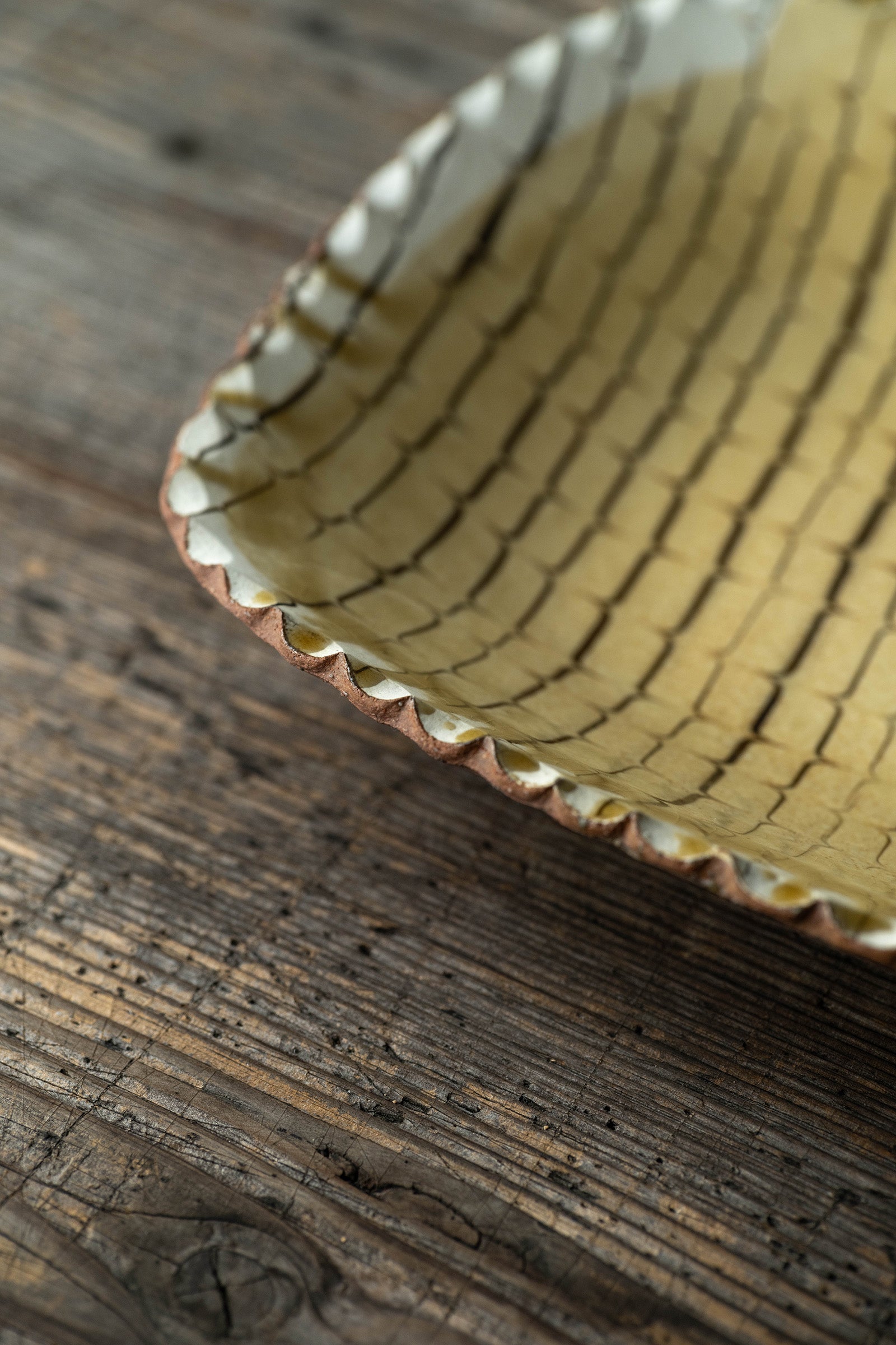 Yoji Yamada soft ceramic yellow pleated bowl, small size Y60-1, 3 pieces