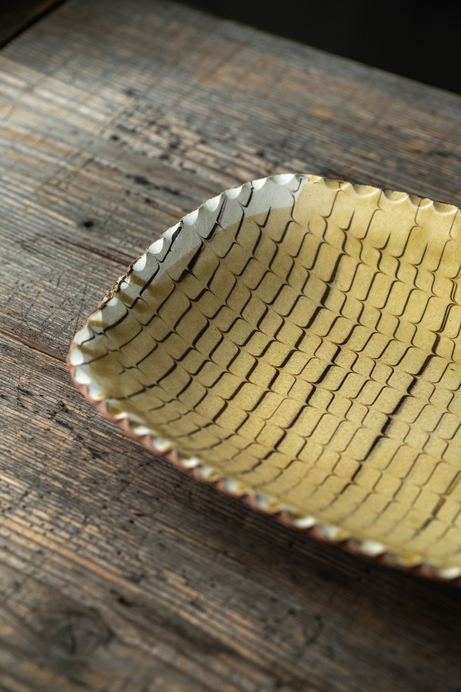 Yoji Yamada soft ceramic yellow pleated bowl, small size Y60-1, 3 pieces