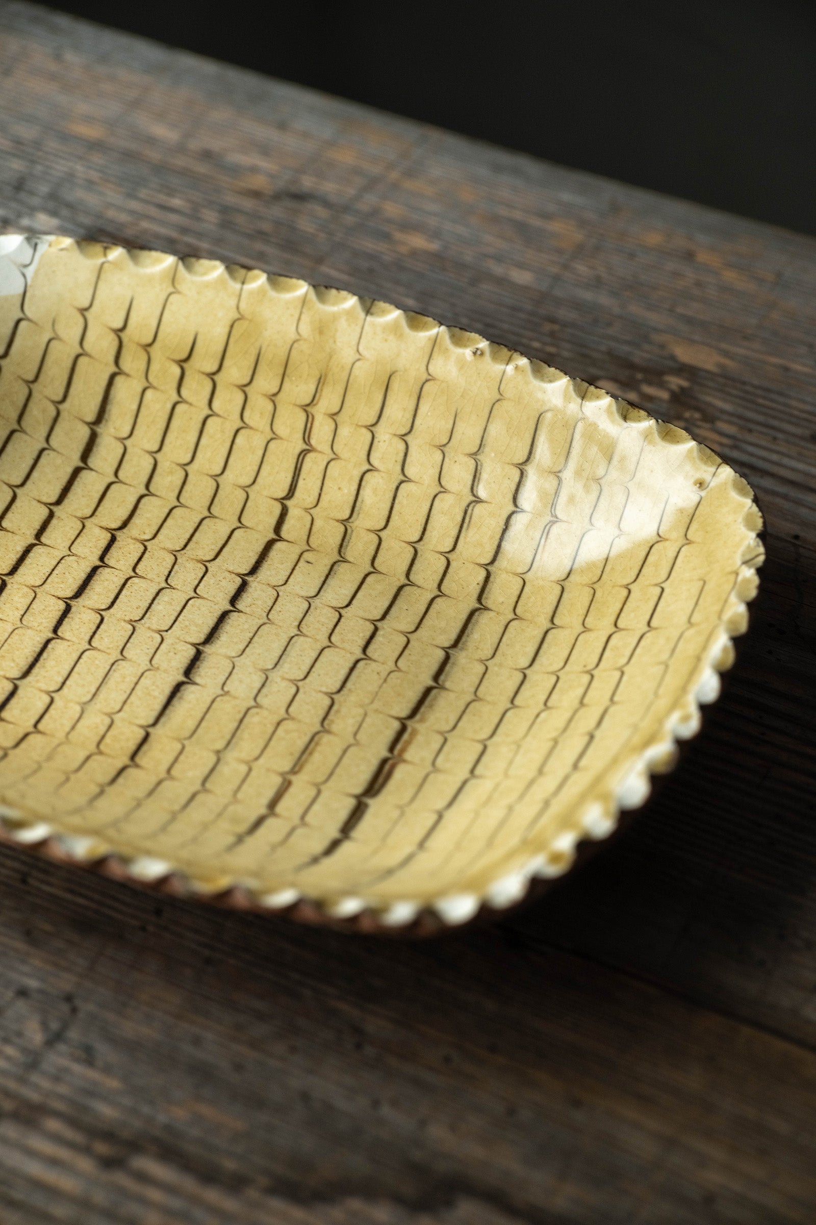 Yoji Yamada soft ceramic yellow pleated bowl, small size Y60-1, 3 pieces