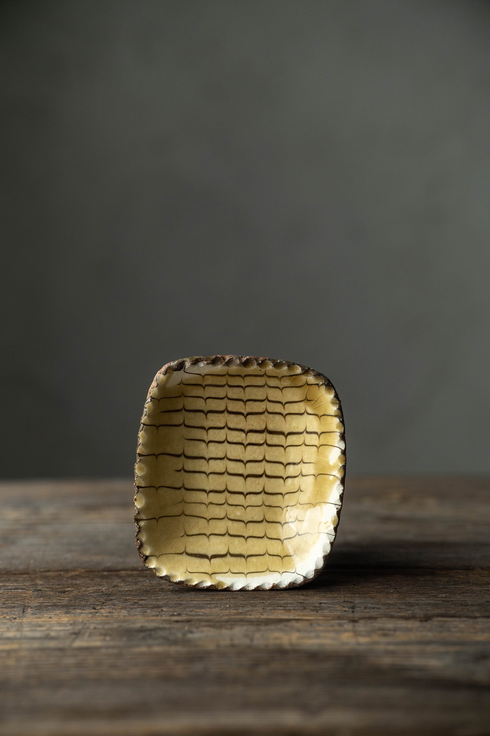 Yoji Yamada soft ceramic yellow pleated bowl, small size Y60-1, 3 pieces