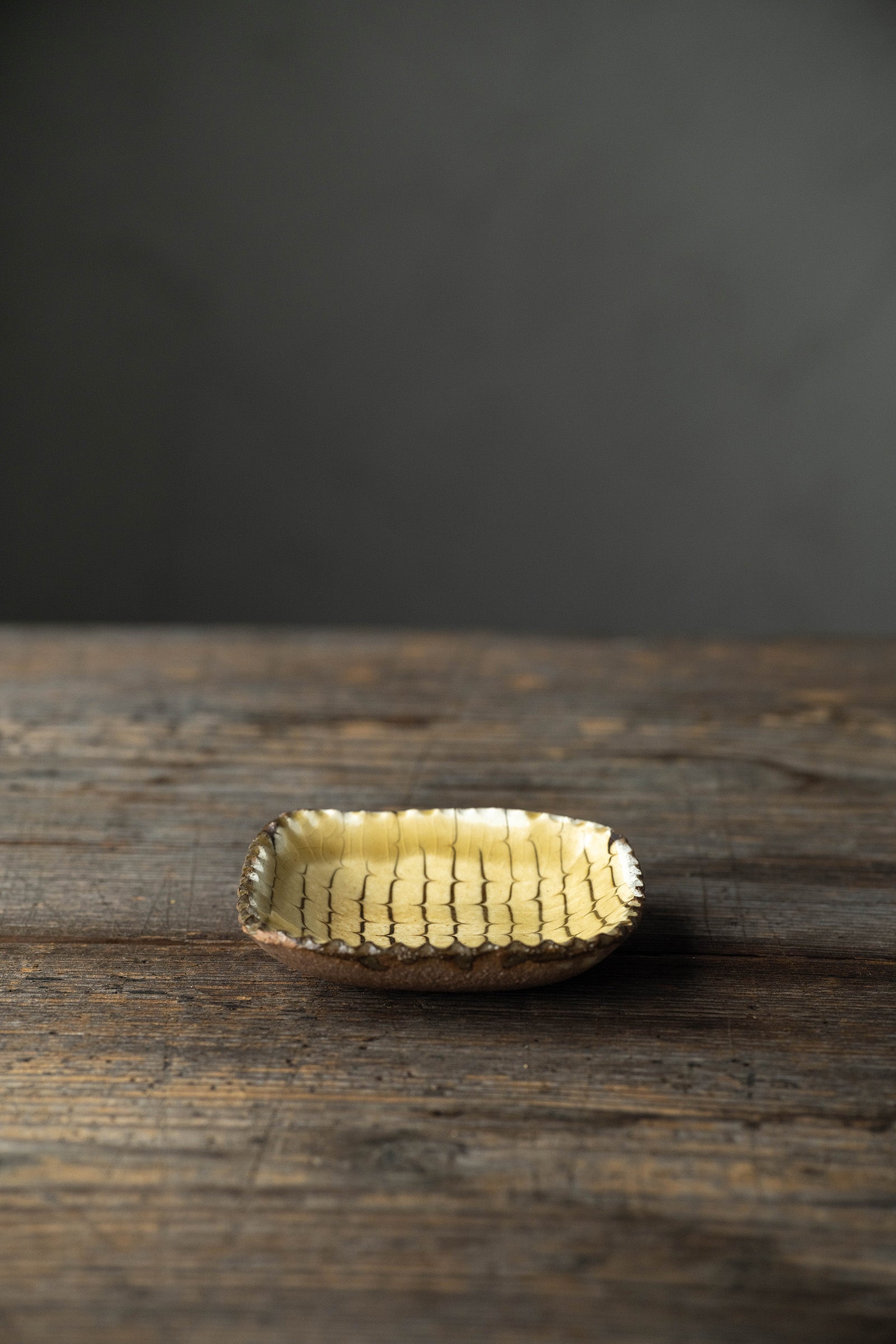 Yoji Yamada soft ceramic yellow pleated bowl, small size Y60-1, 3 pieces