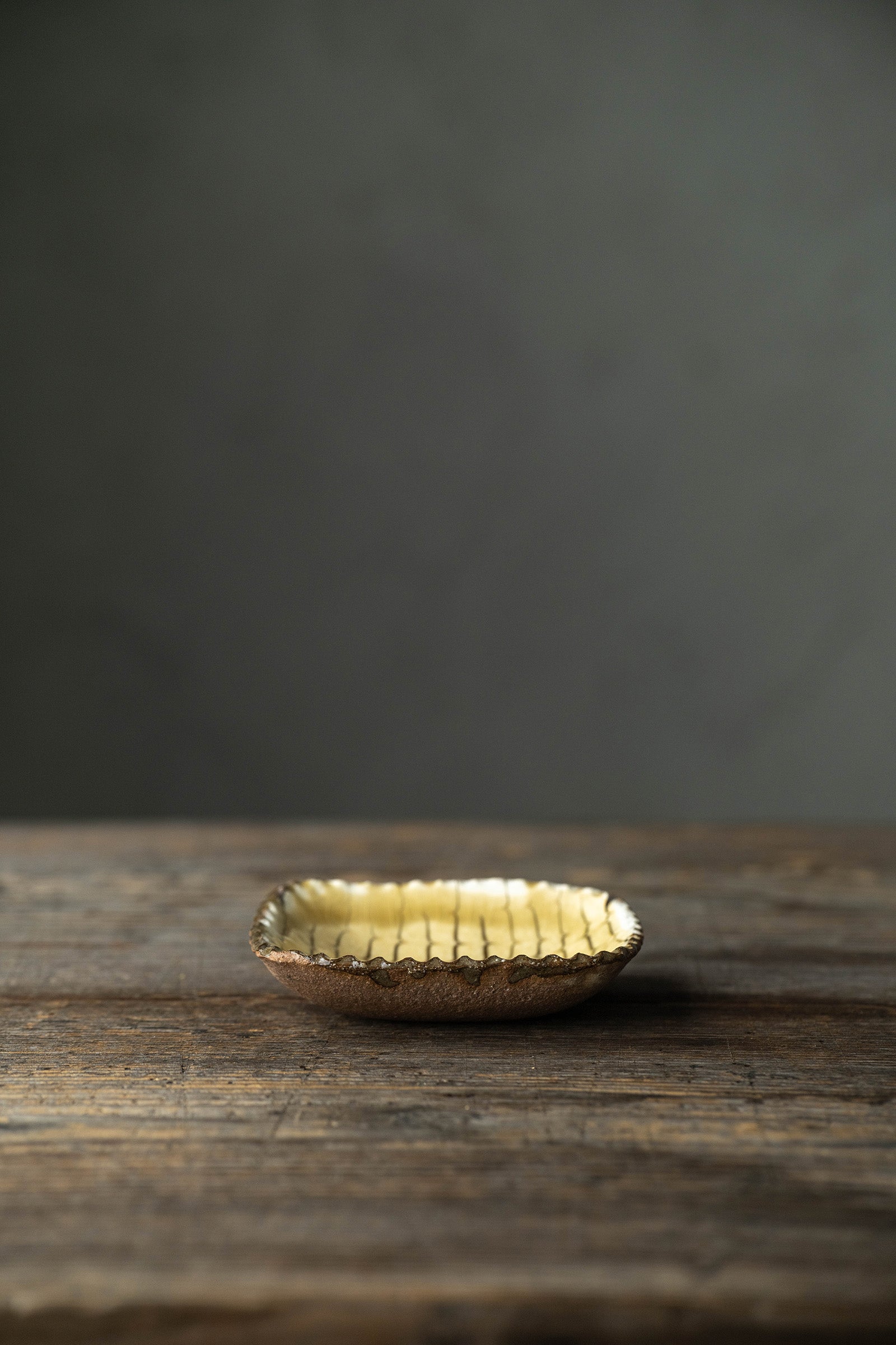 Yoji Yamada soft ceramic yellow pleated bowl, small size Y60-1, 3 pieces