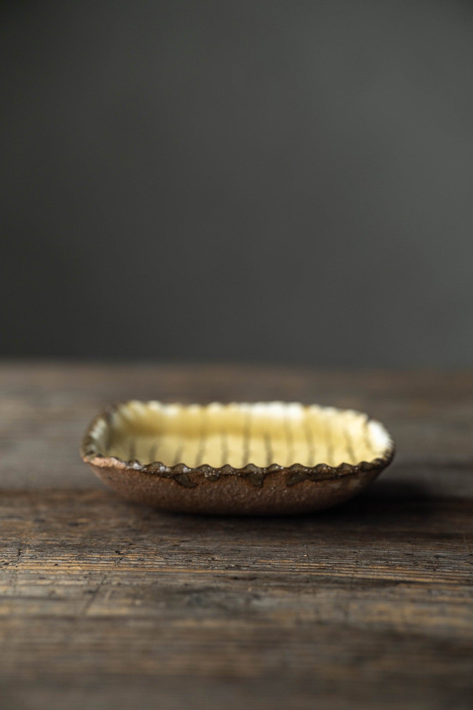 Yoji Yamada soft ceramic yellow pleated bowl, small size Y60-1, 3 pieces