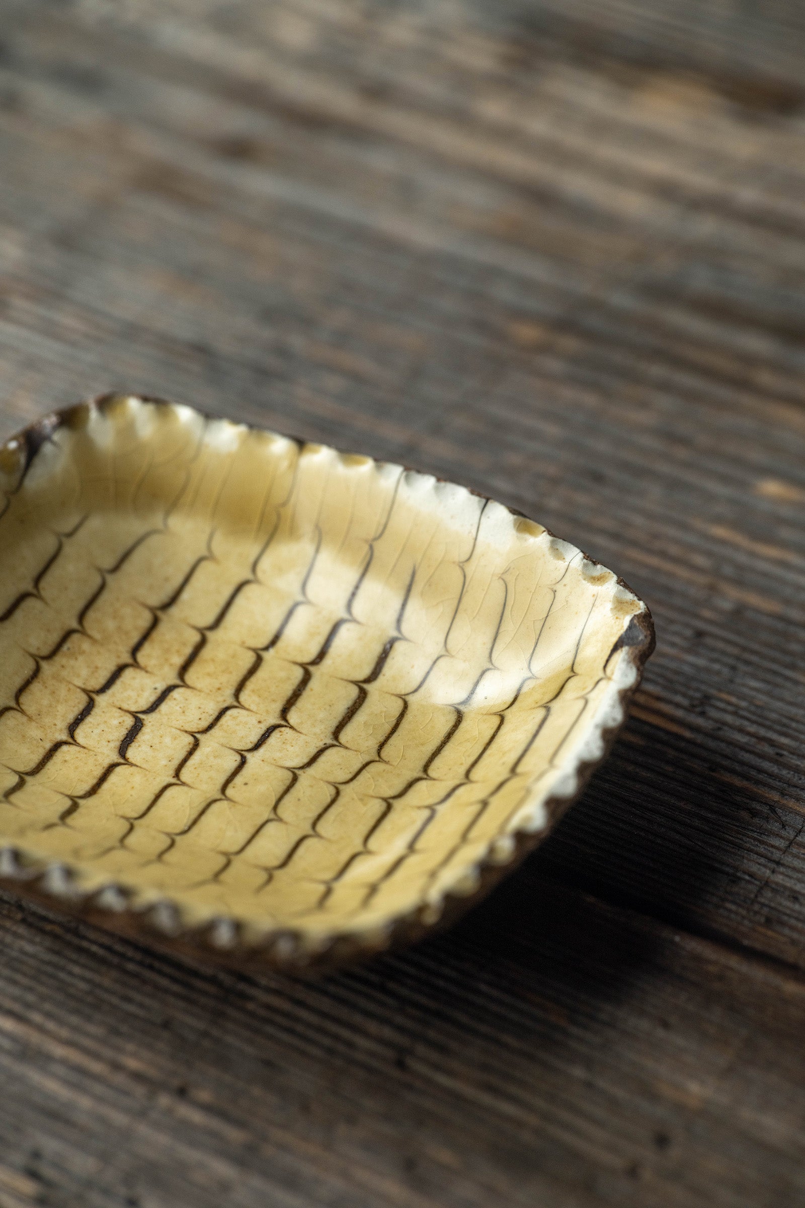 Yoji Yamada soft ceramic yellow pleated bowl, small size Y60-1, 3 pieces