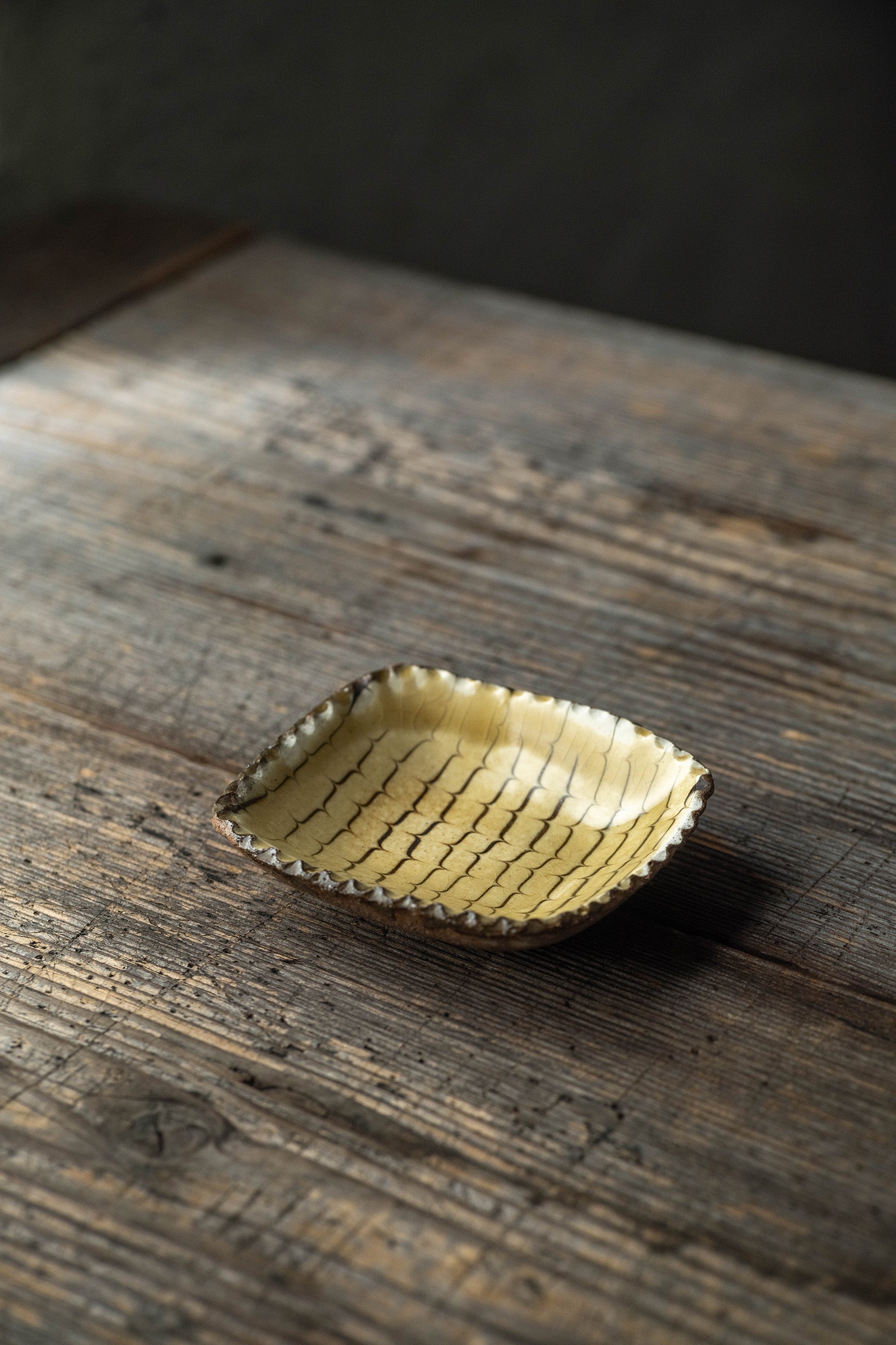 Yoji Yamada soft ceramic yellow pleated bowl, small size Y60-1, 3 pieces
