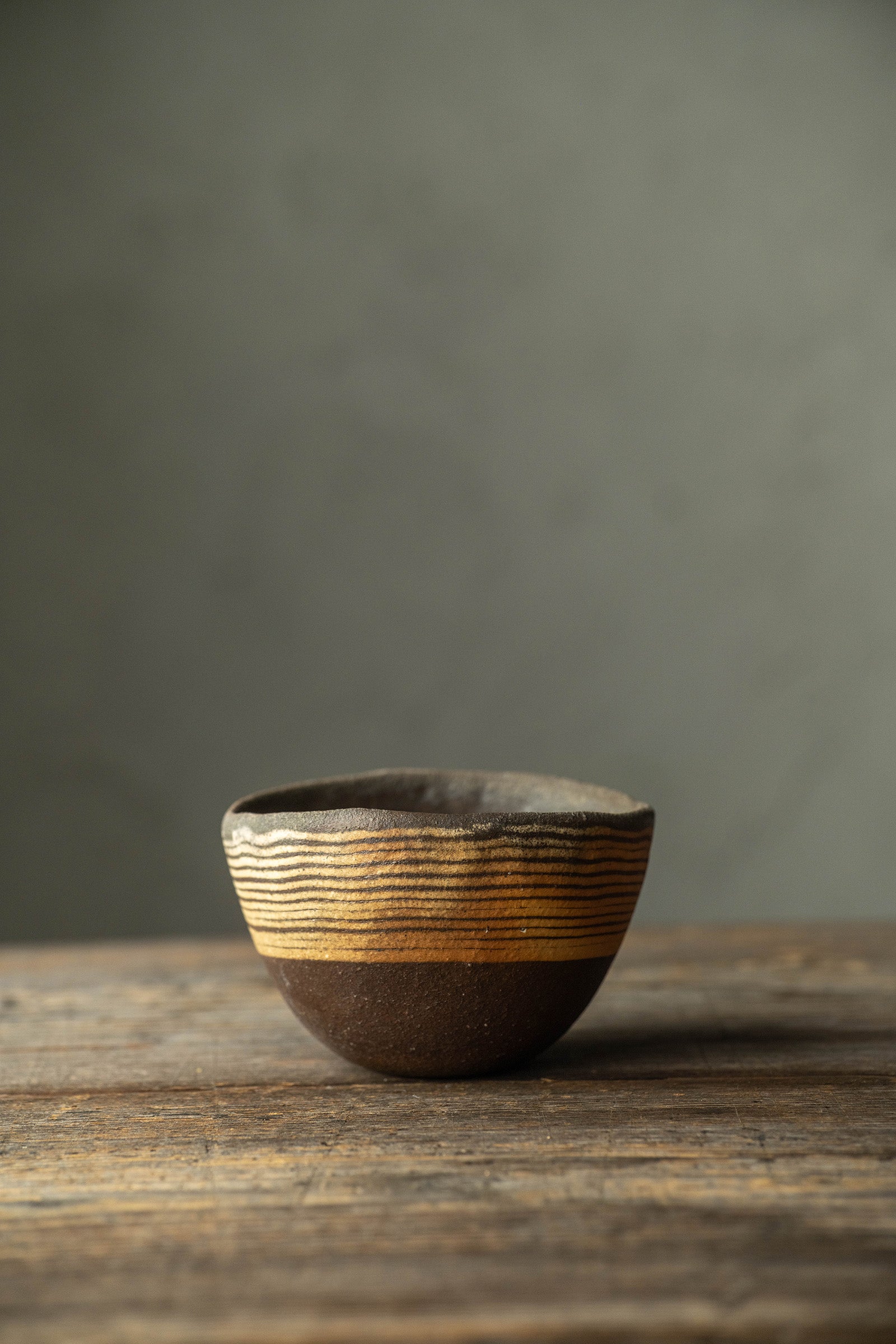 Yoji Yamada soft ceramic yellow pleated bowl, small size Y60-1, 3 pieces