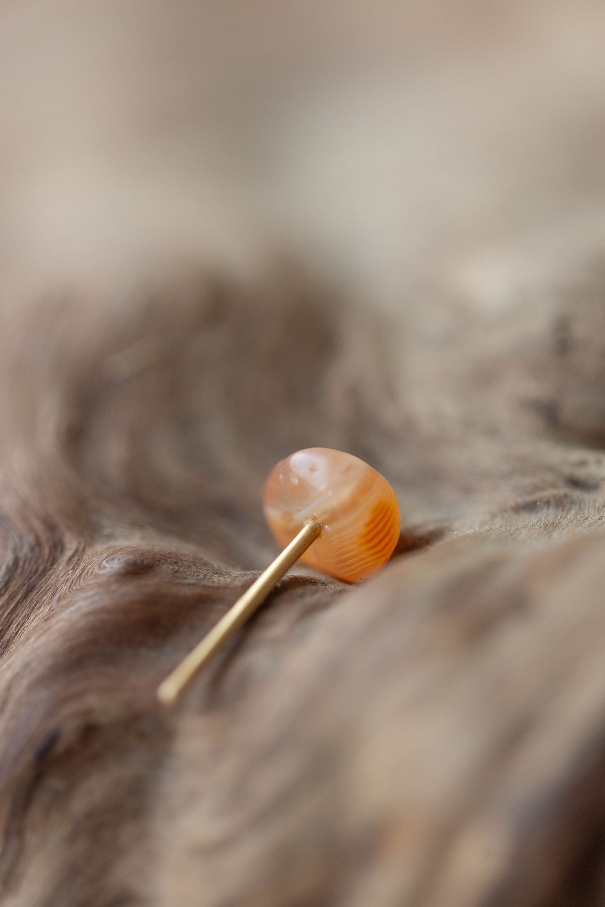 18K carnelian rough stone earrings (pair)