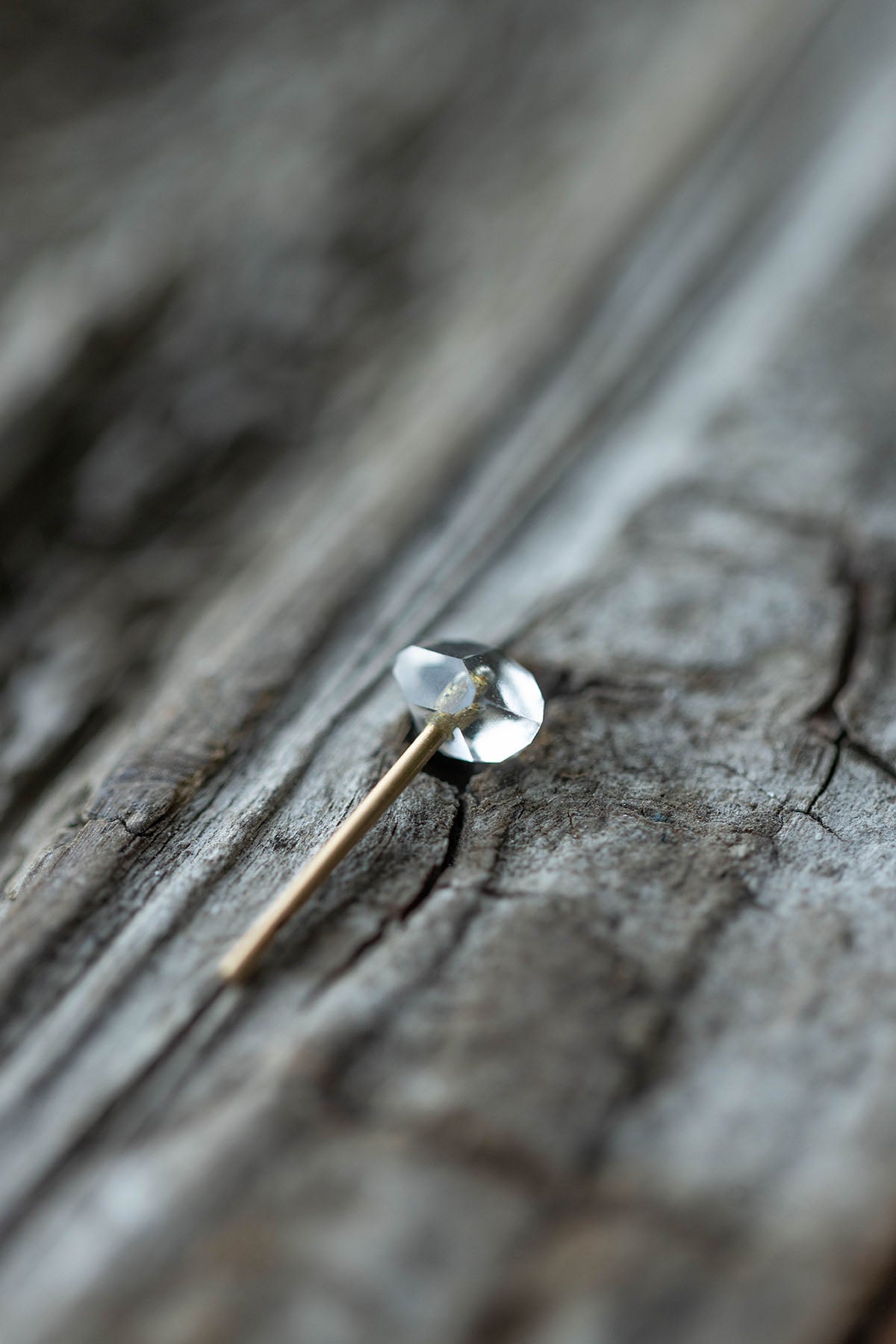 18K  herkimer quartz rough stone earring (single)