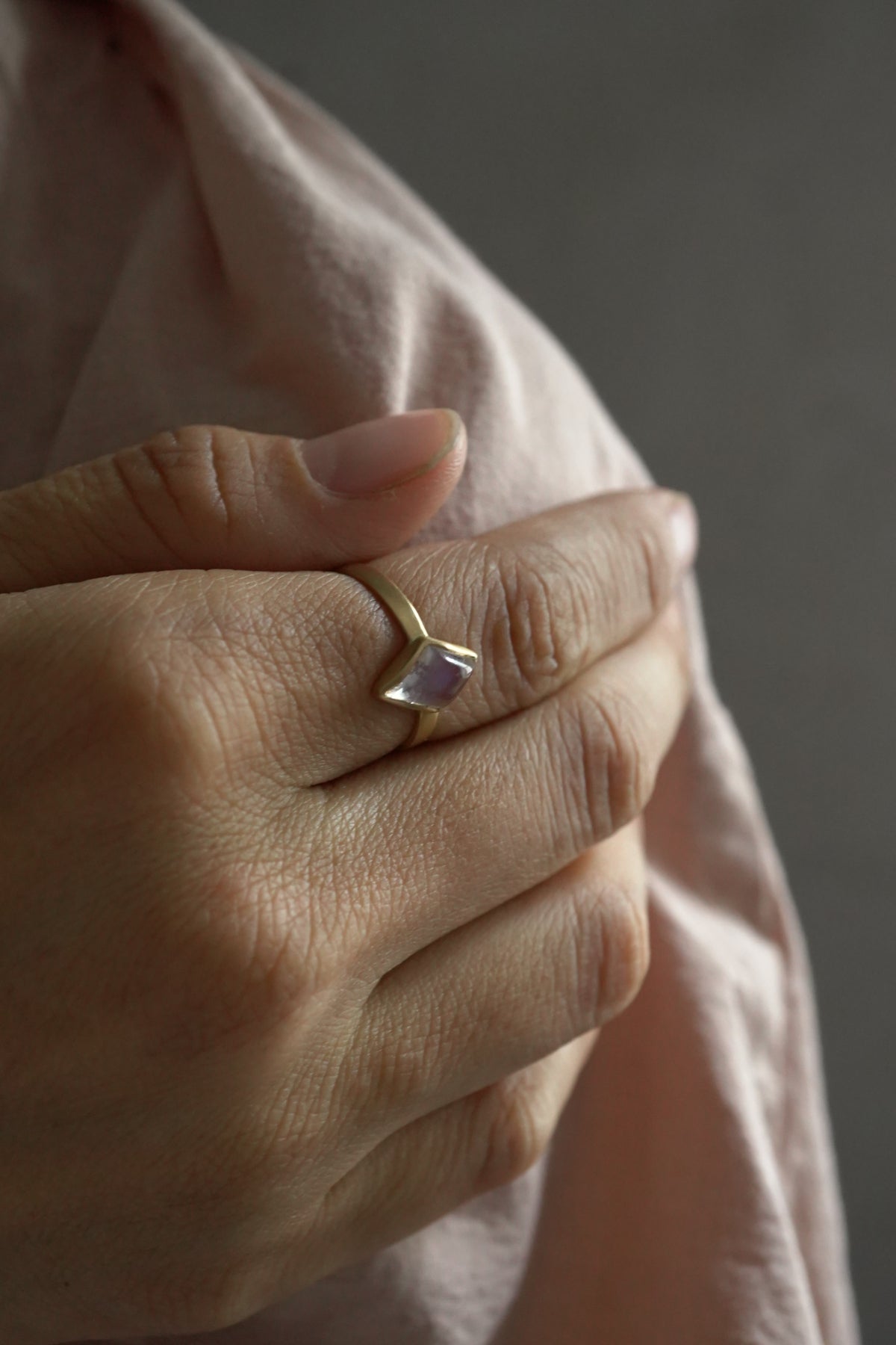 18K flat band ring ( rhombus )