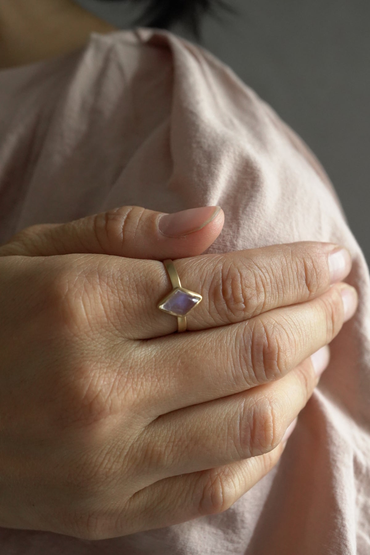 18K flat band ring ( rhombus )