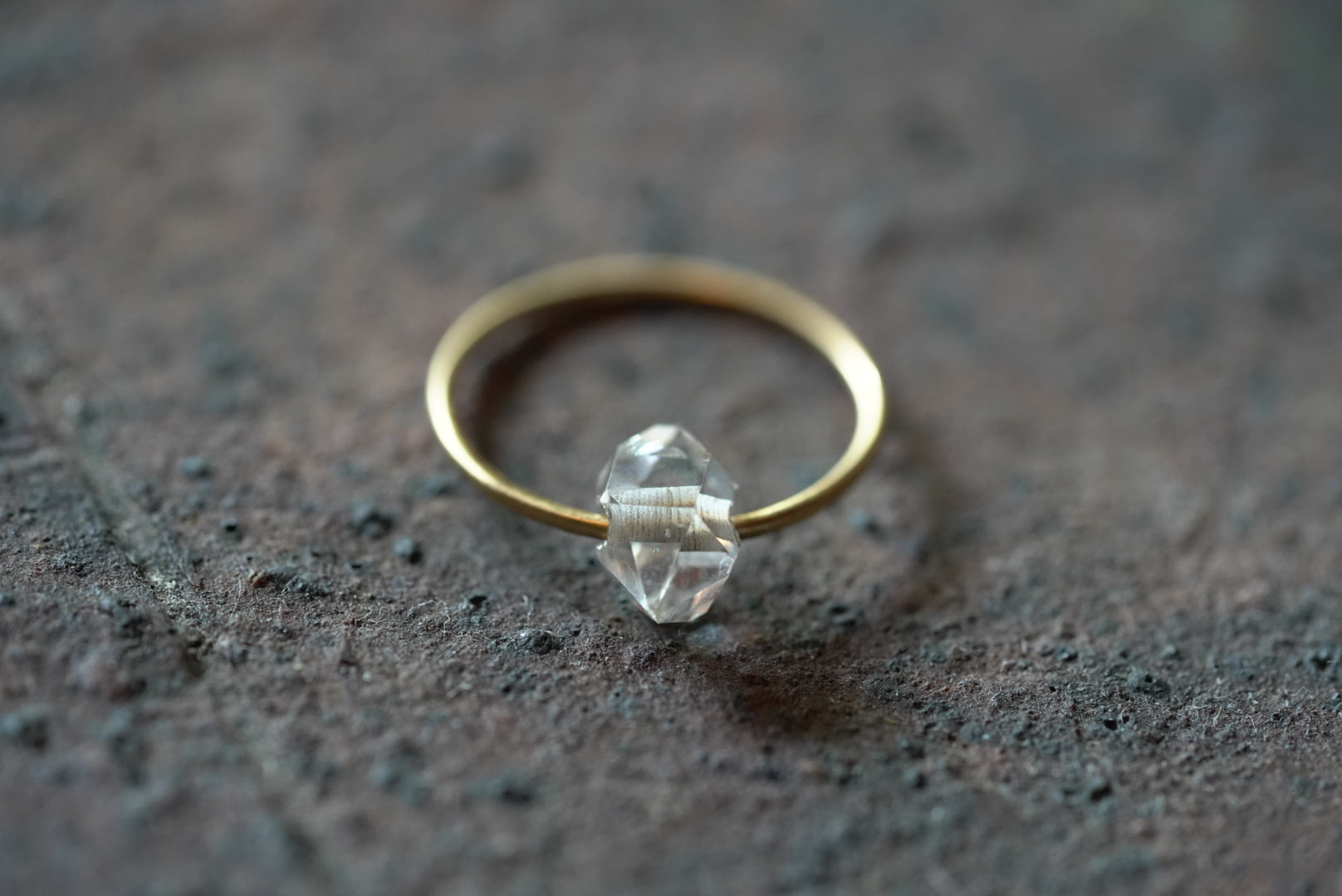 18K 1mm herkimer quartz rough stone ring  10号　専用ページ