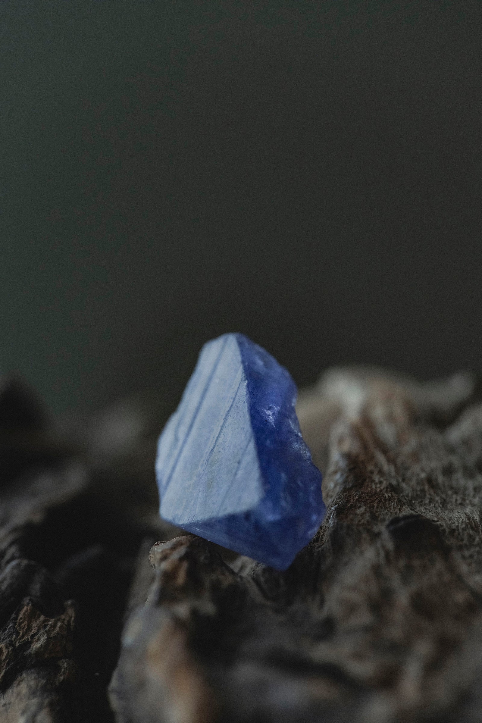 18K Iolite  rough stone earring (single)