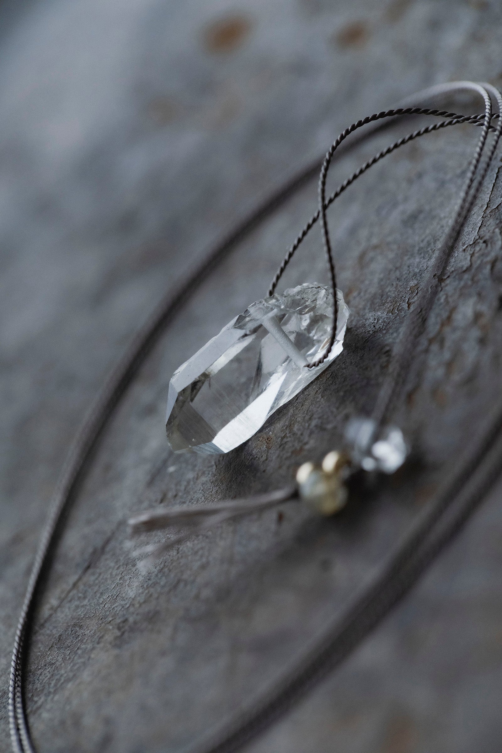 silk cord necklace (elestial quartz)